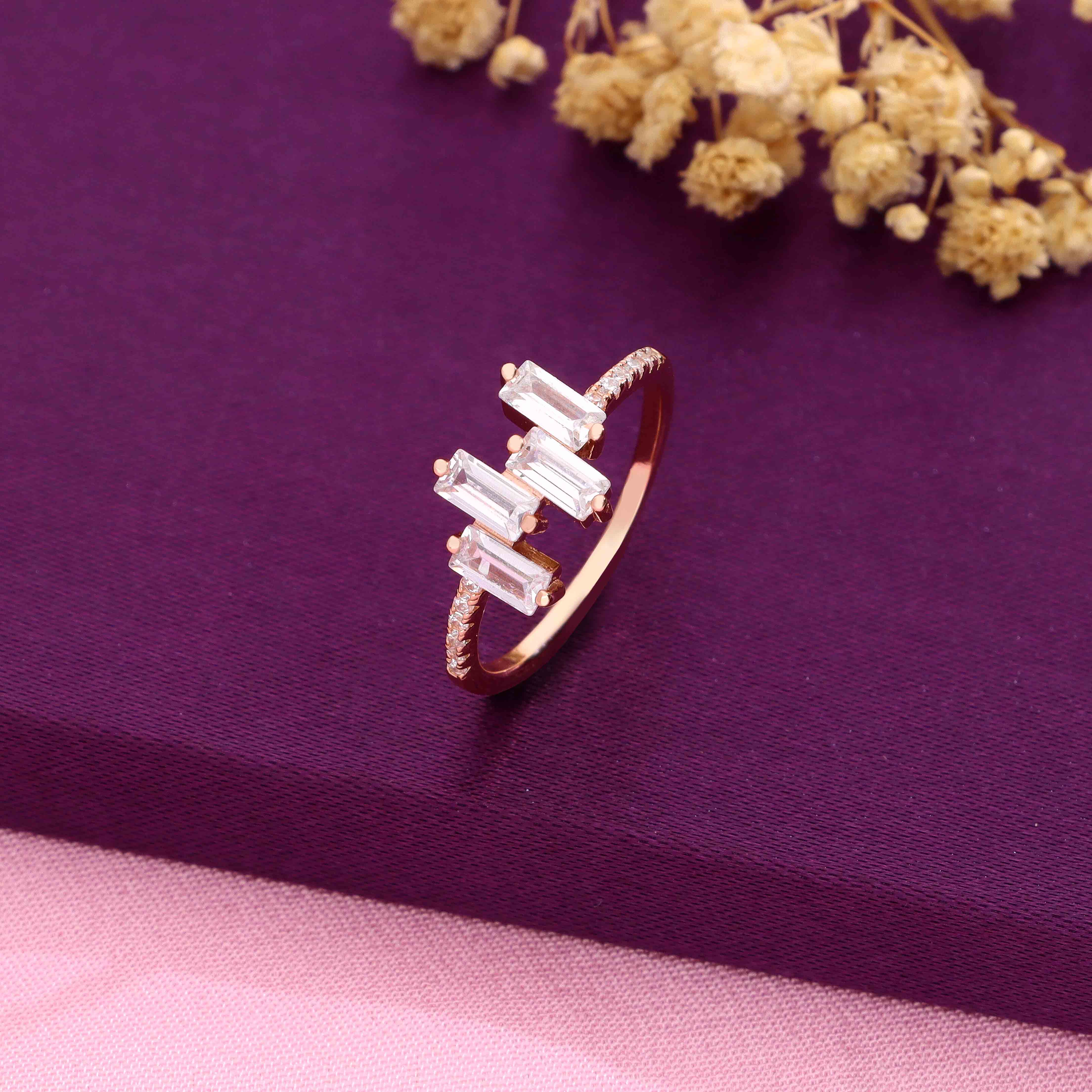 Four Baguette Sterling Silver Ring - Image 2