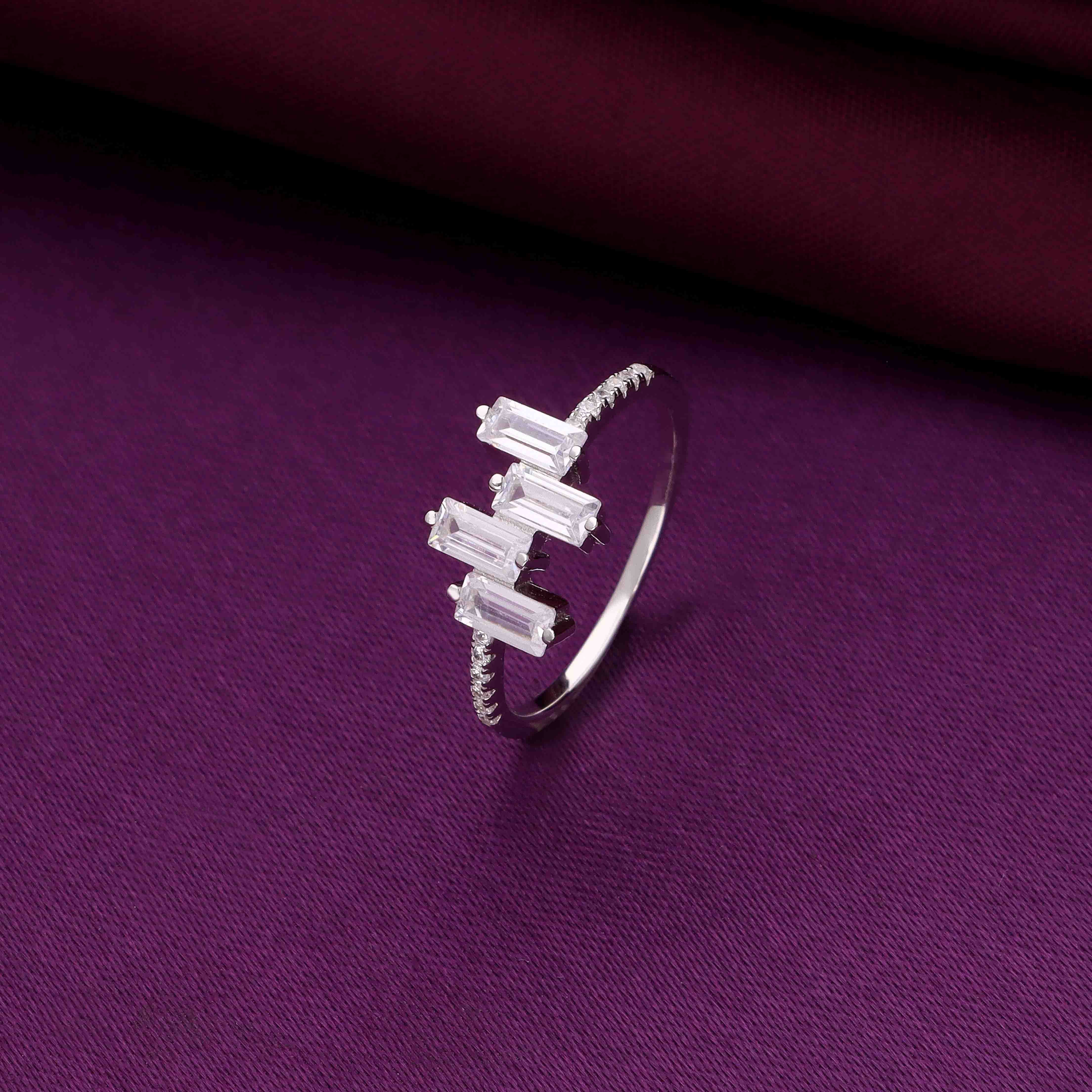 Four Baguette Sterling Silver Ring - Image 3