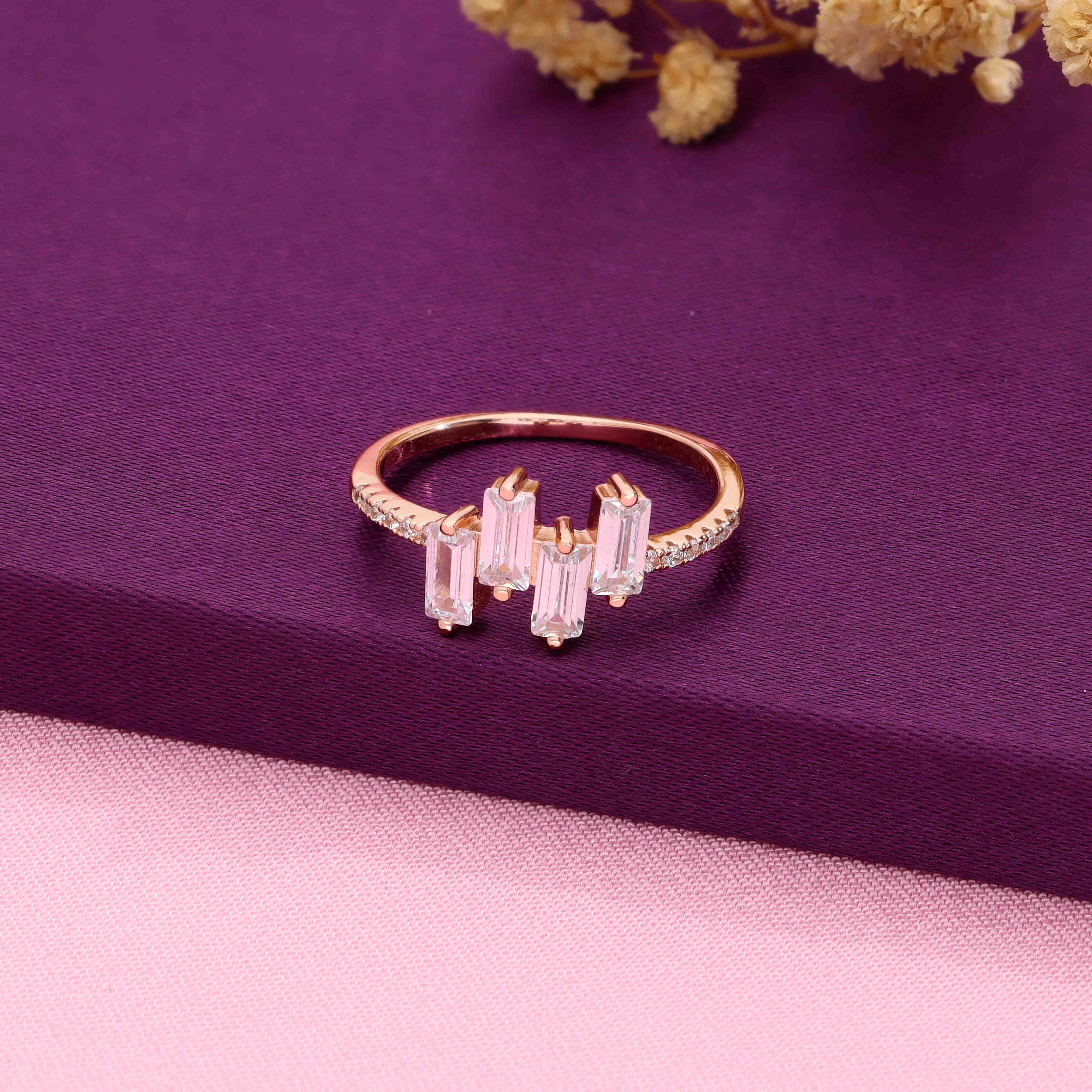 Four Baguette Sterling Silver Ring - Image 4