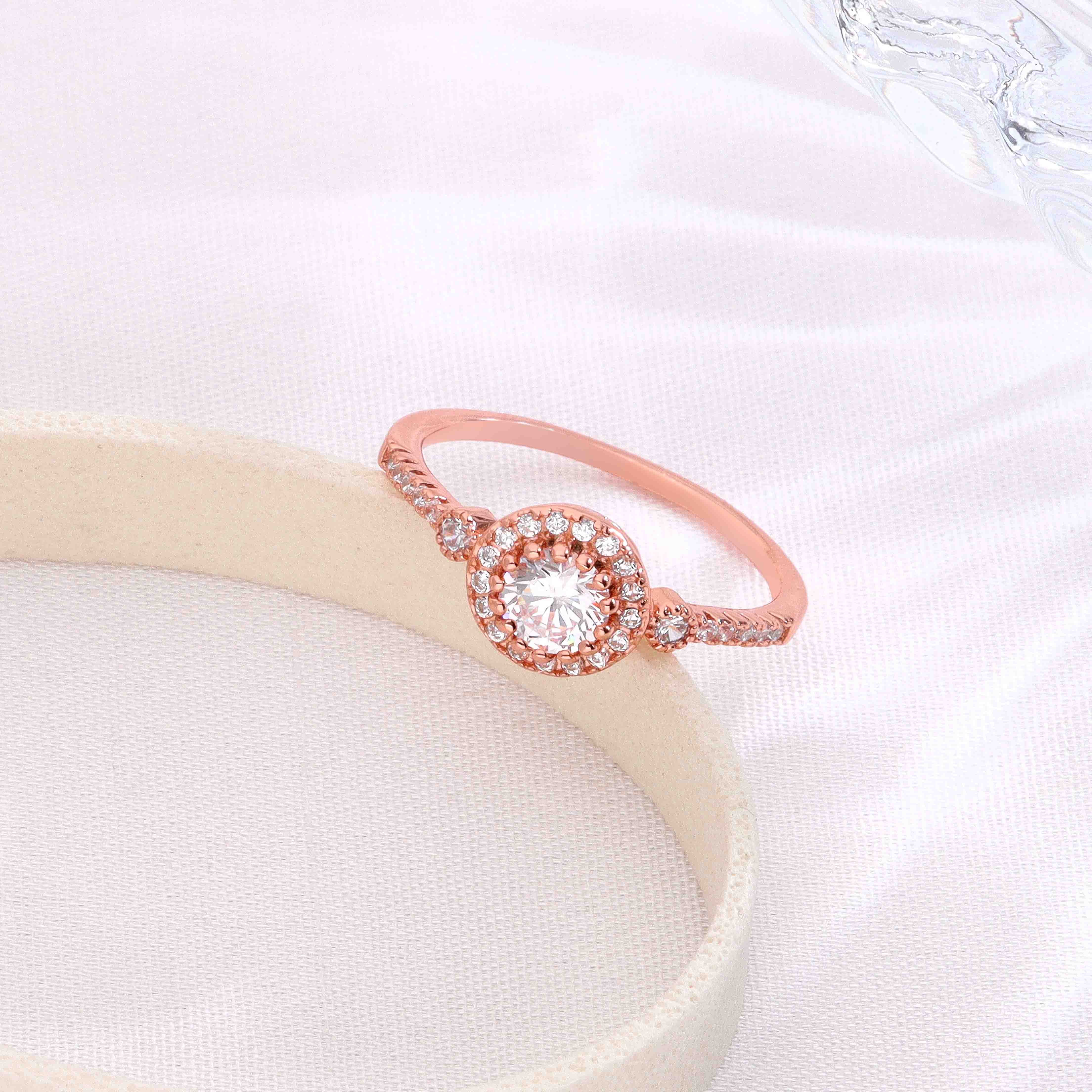 Elegant Halo Round Cut Sterling Silver Ring - Image 2