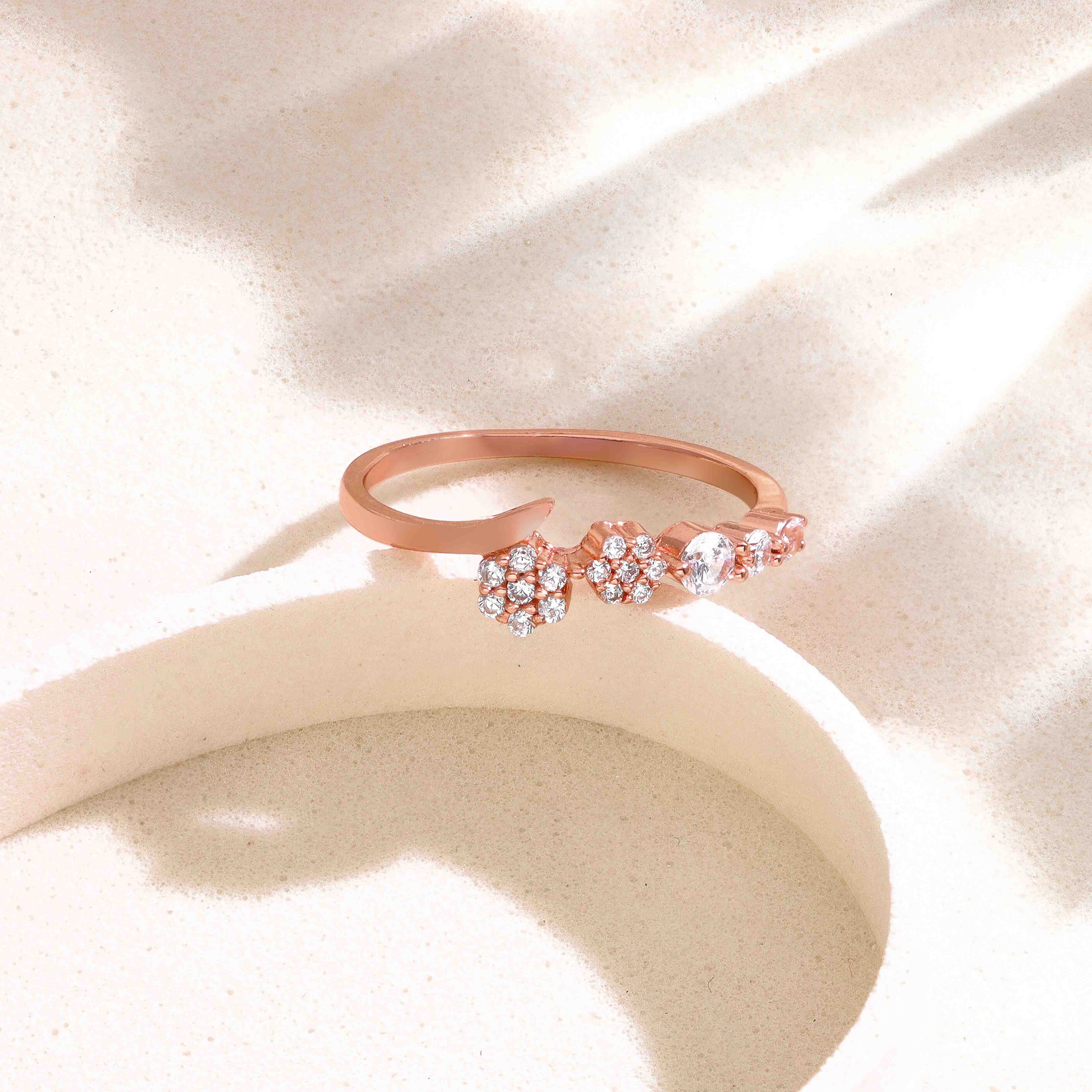 Simple Elegance Cluster Floral Silver Ring - Image 2
