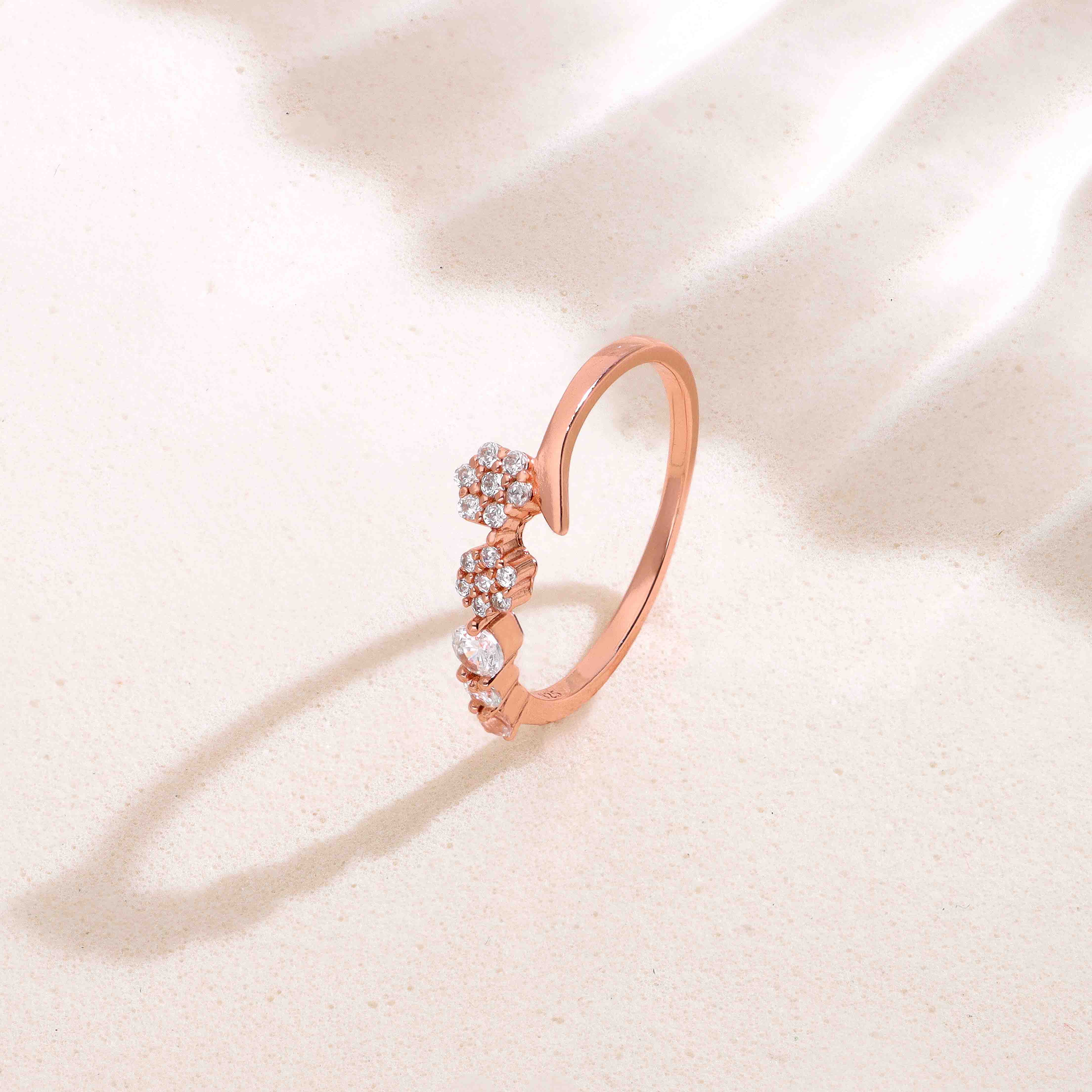 Simple Elegance Cluster Floral Silver Ring - Image 4
