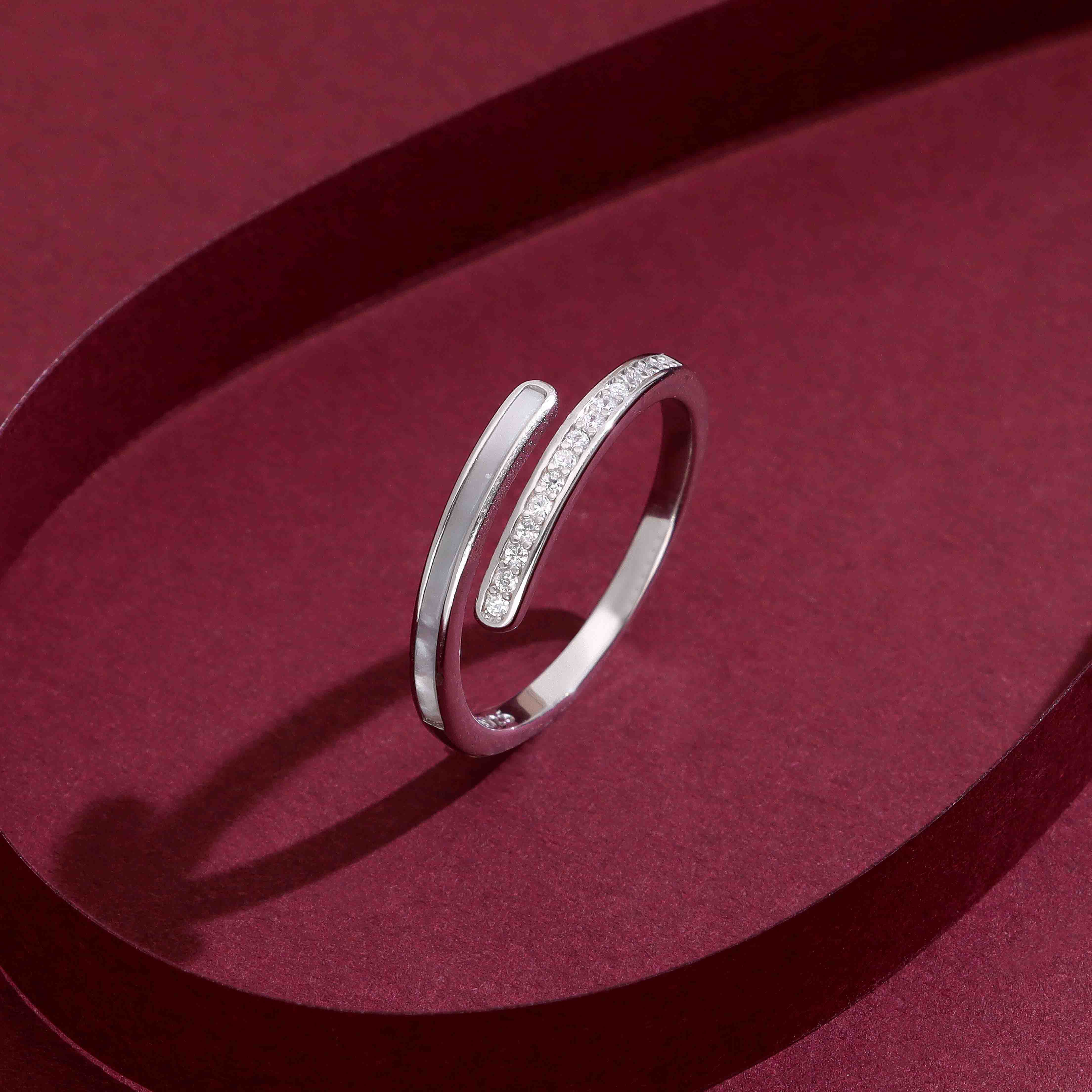 Radiant Love Open Curve Sterling Silver Adjustable Ring - Image 3