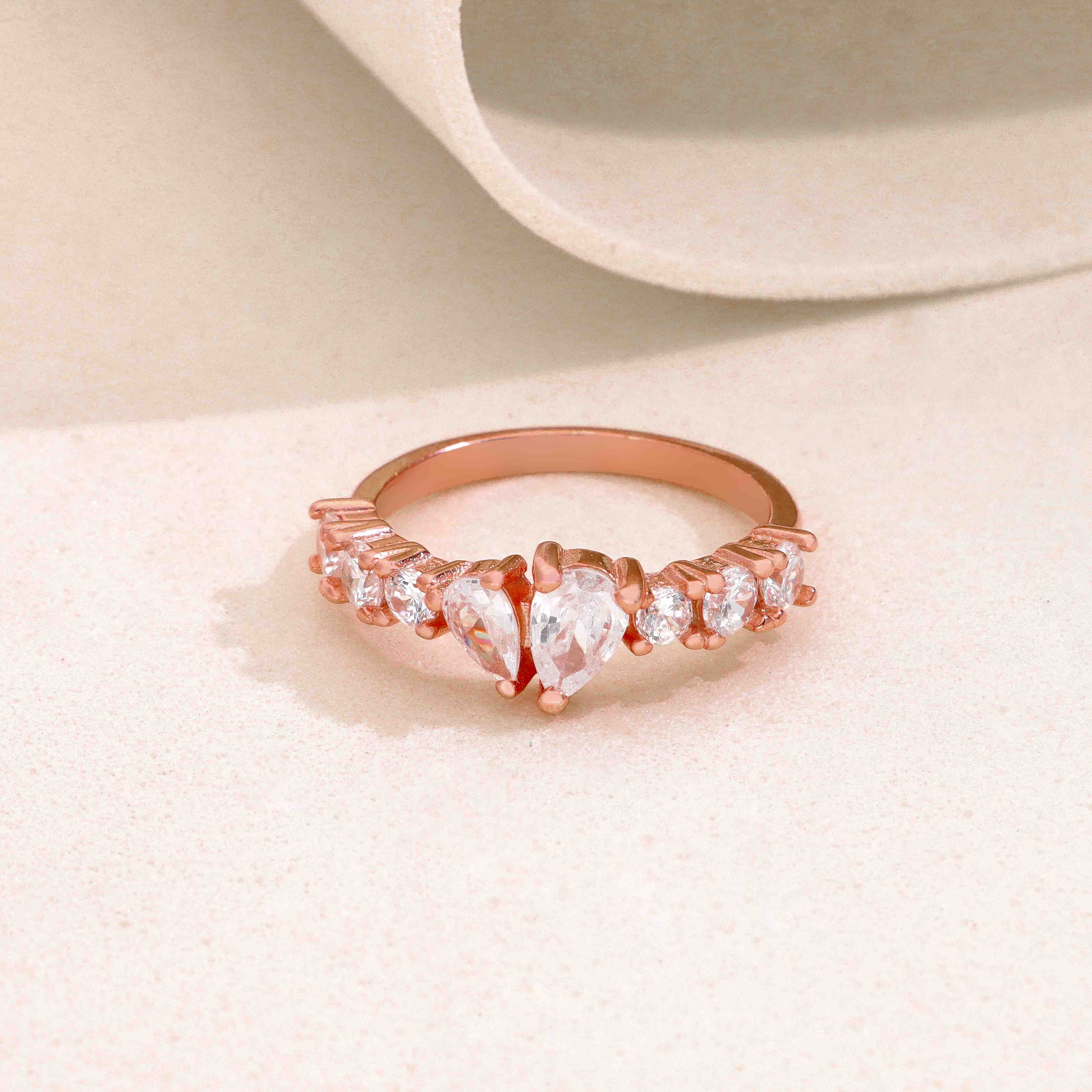 Twin Pear-Cut Half Eternity Setting Ring - Image 2