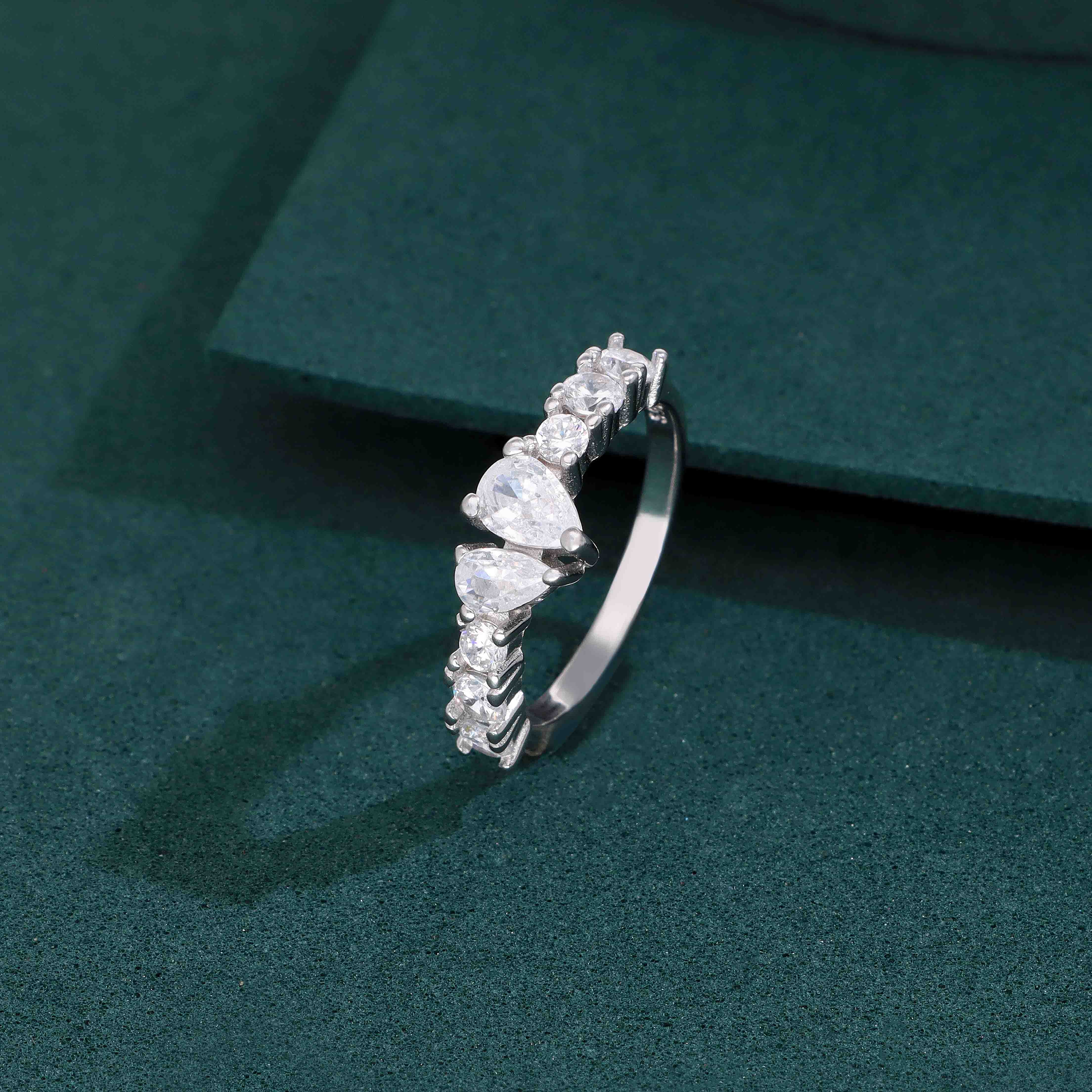 Twin Pear-Cut Half Eternity Setting Ring - Image 3