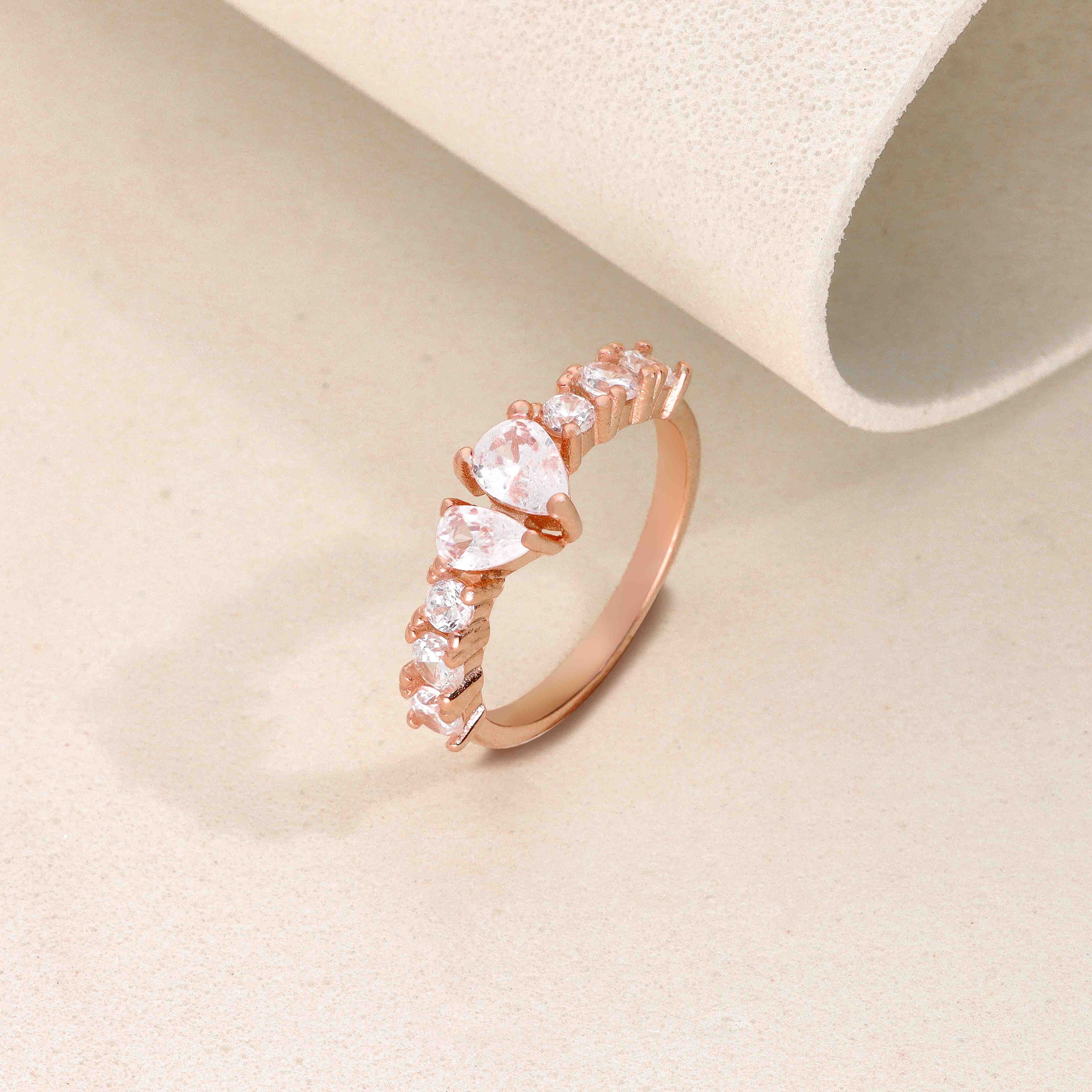 Twin Pear-Cut Half Eternity Setting Ring - Image 4
