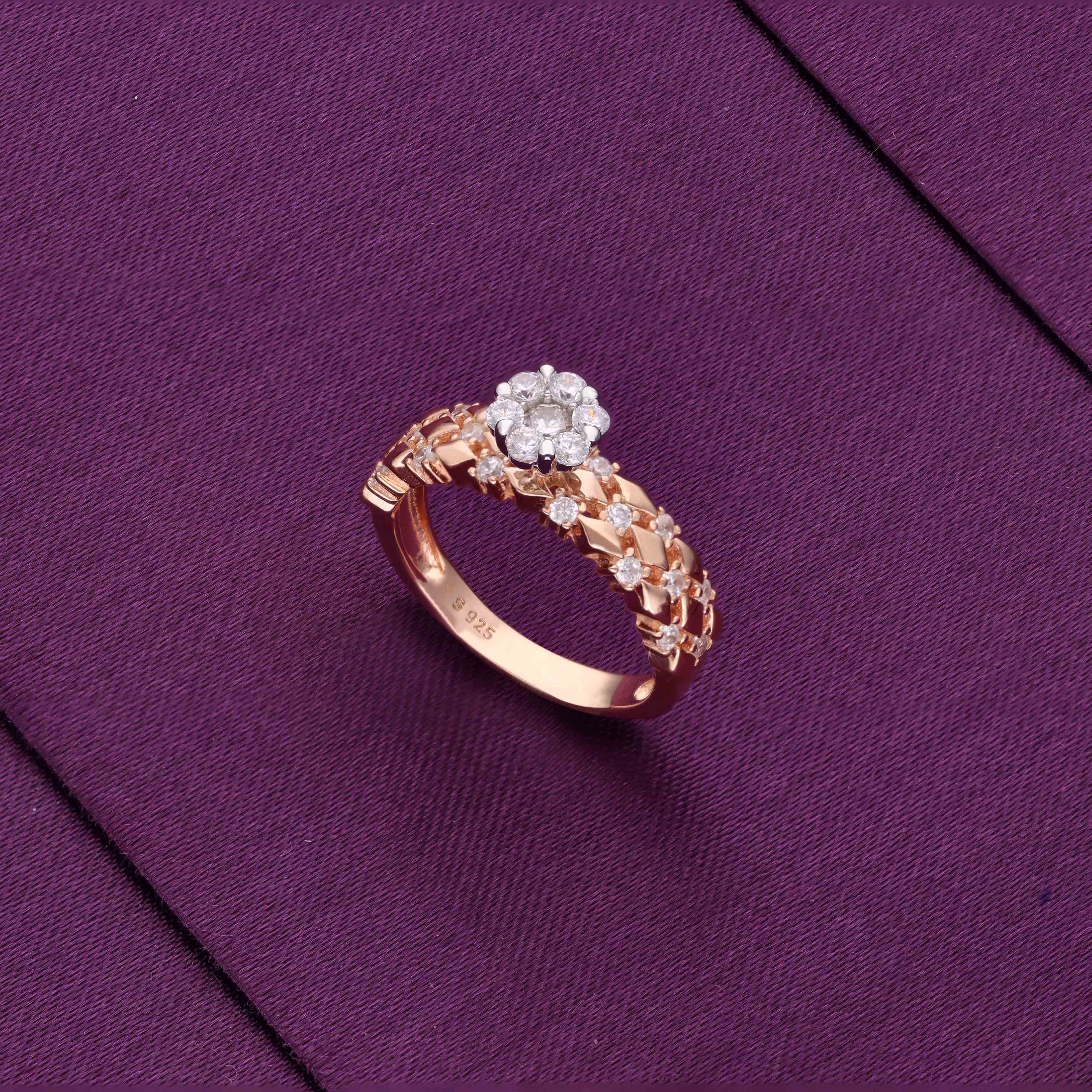 Aura Of Class Zircon Studded Solitaire Rose Gold Ring - Image 2