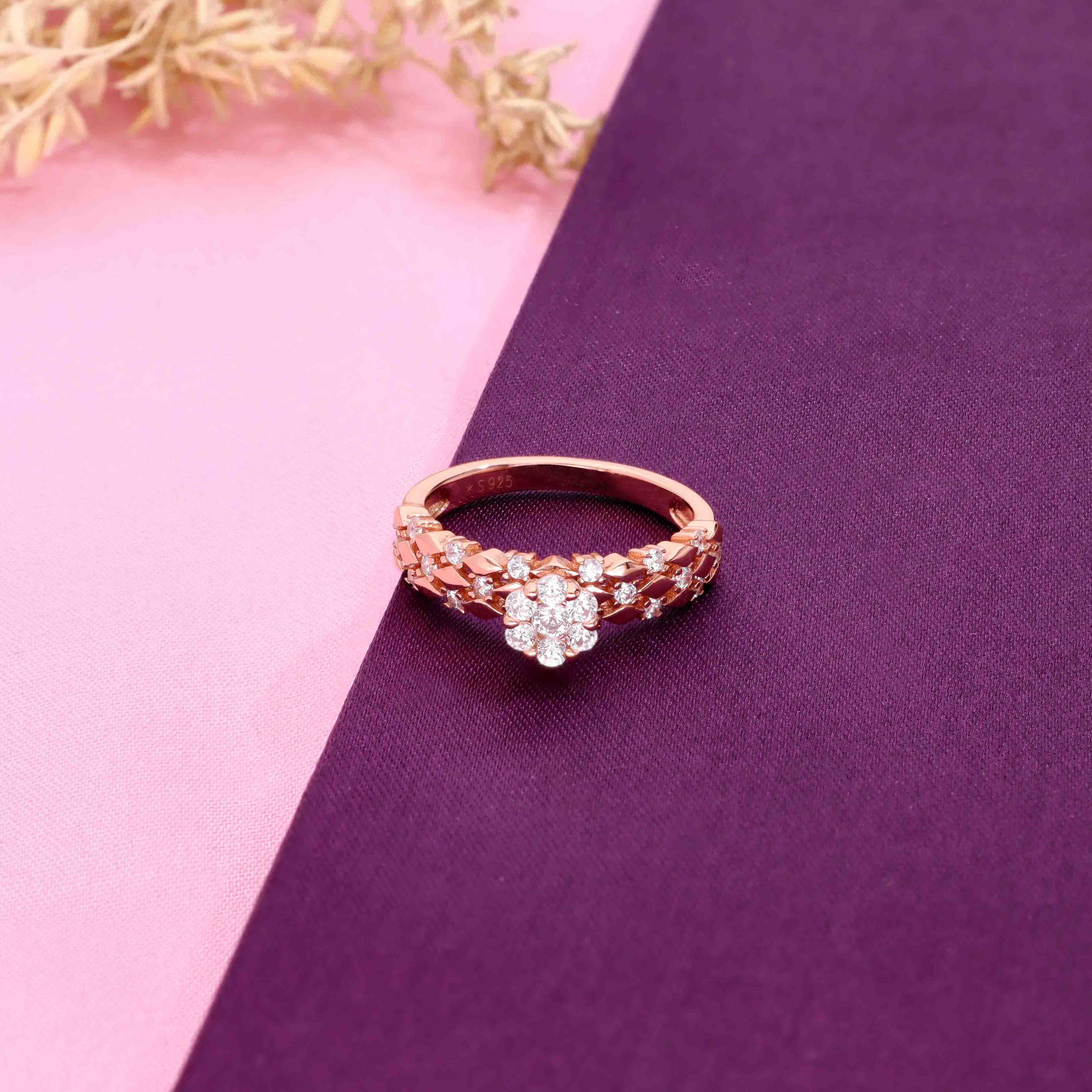 Aura Of Class Zircon Studded Solitaire Rose Gold Ring - Image 3
