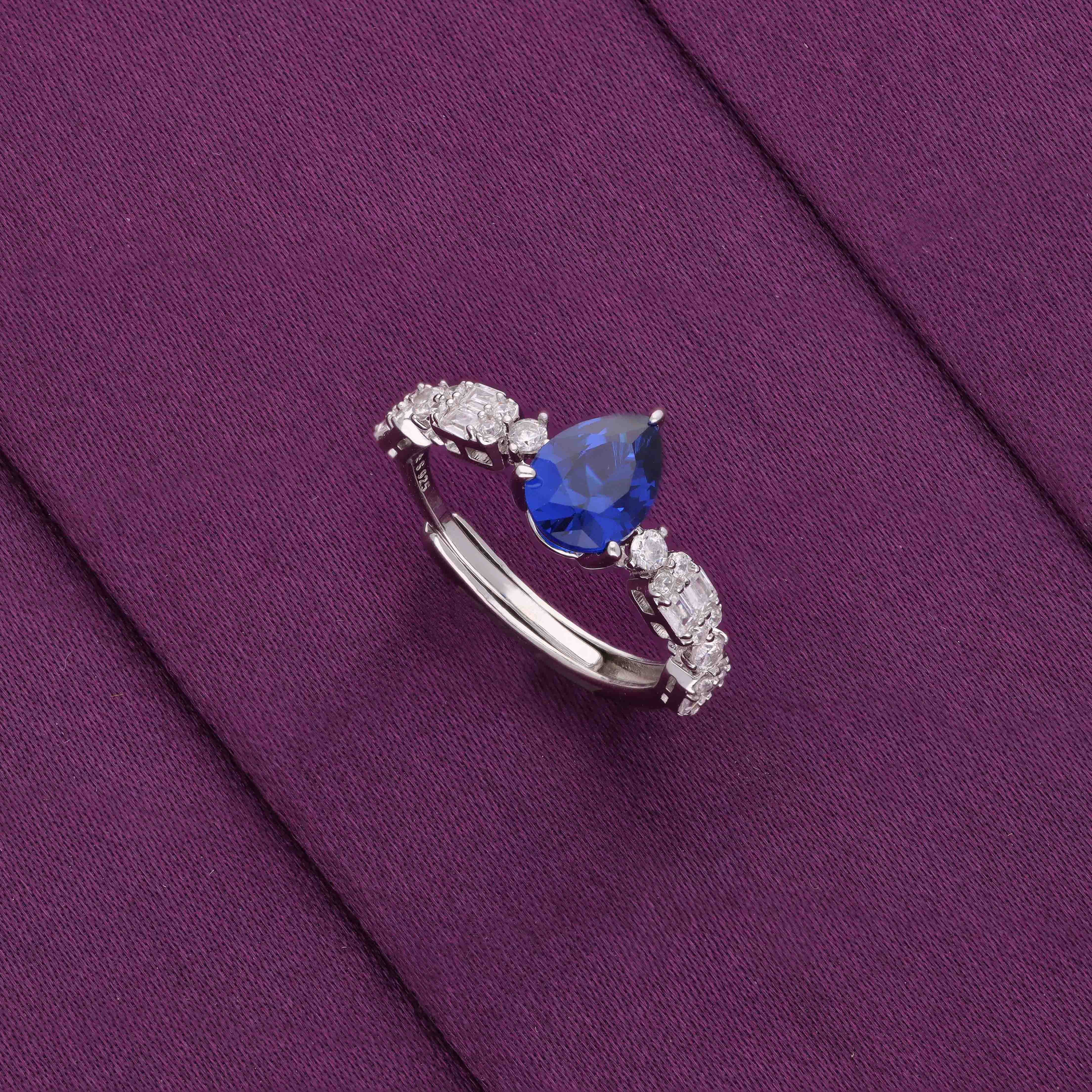 Tear Drop Silver Solitaire Ring - Image 8