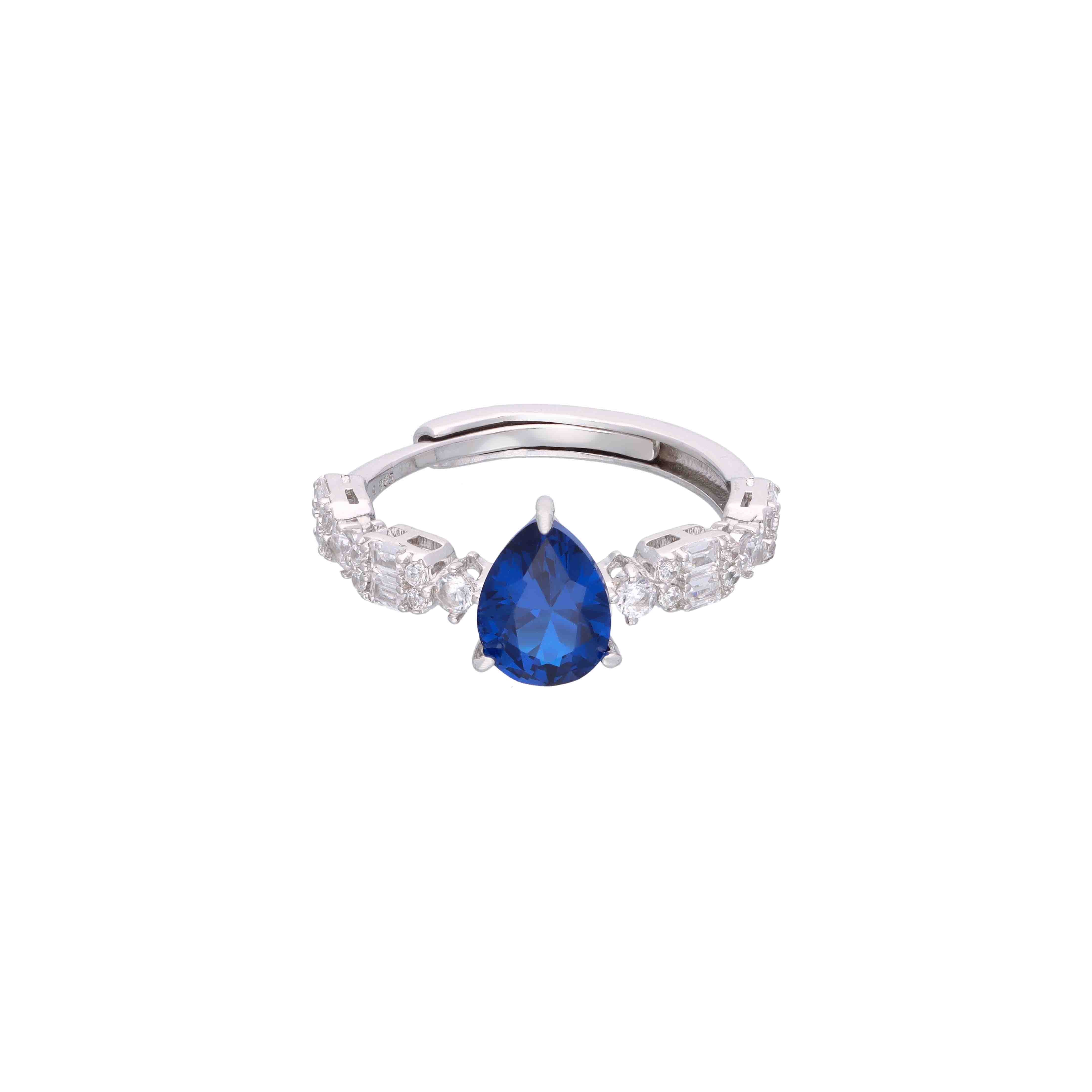 Tear Drop Silver Solitaire Ring - Image 9