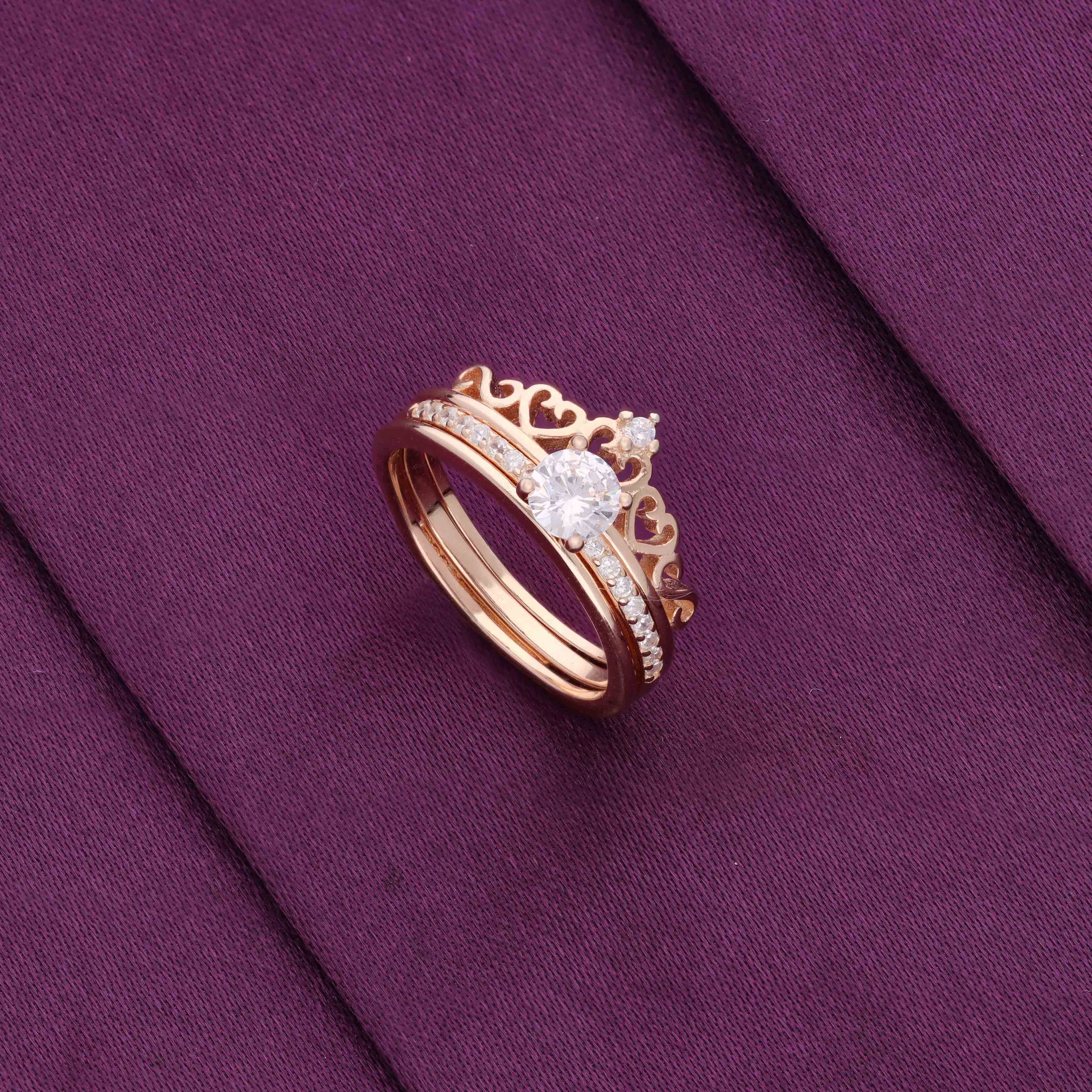 Crown Solitaire Silver Ring - Image 4