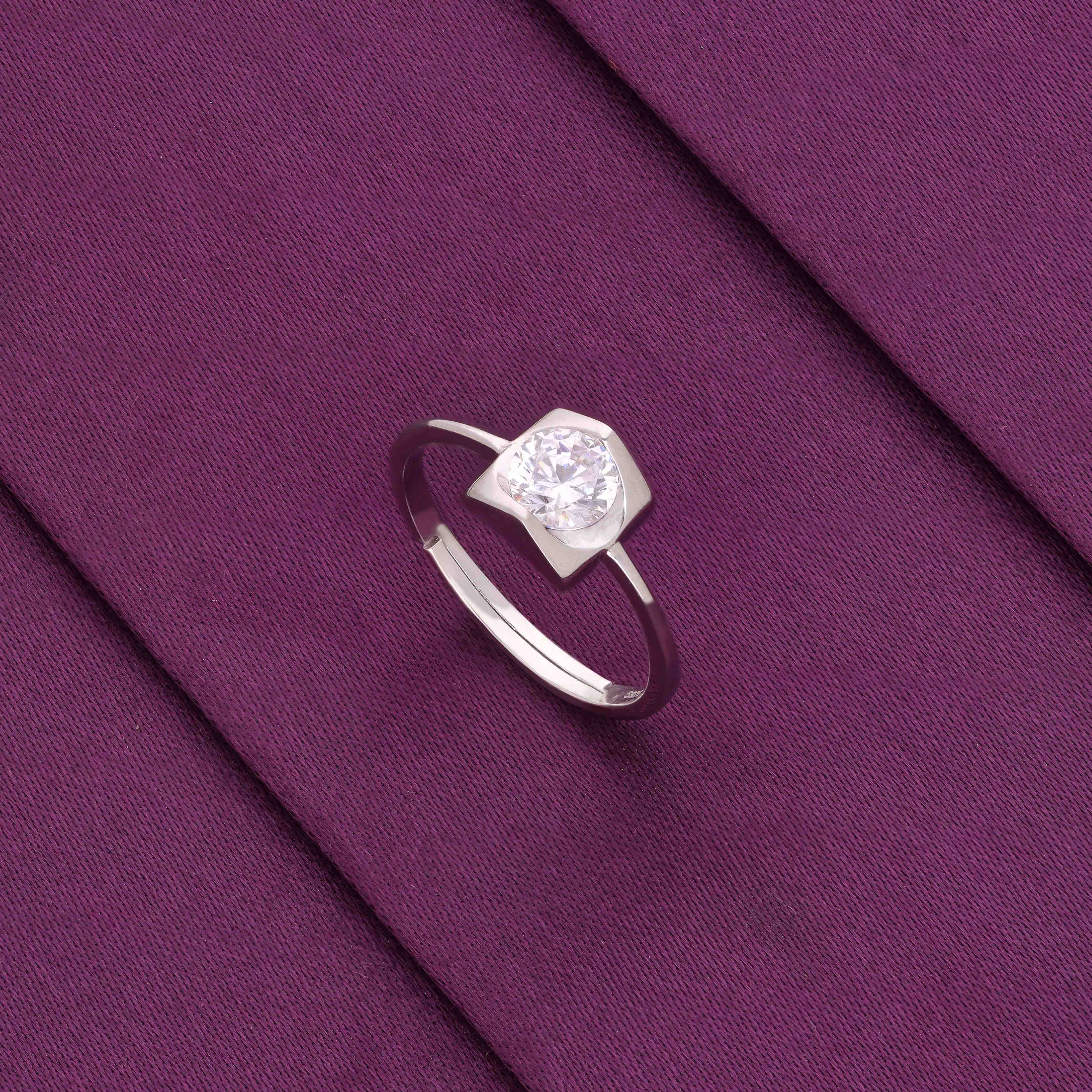 Prism Guard Solitaire Silver Ring - Image 2