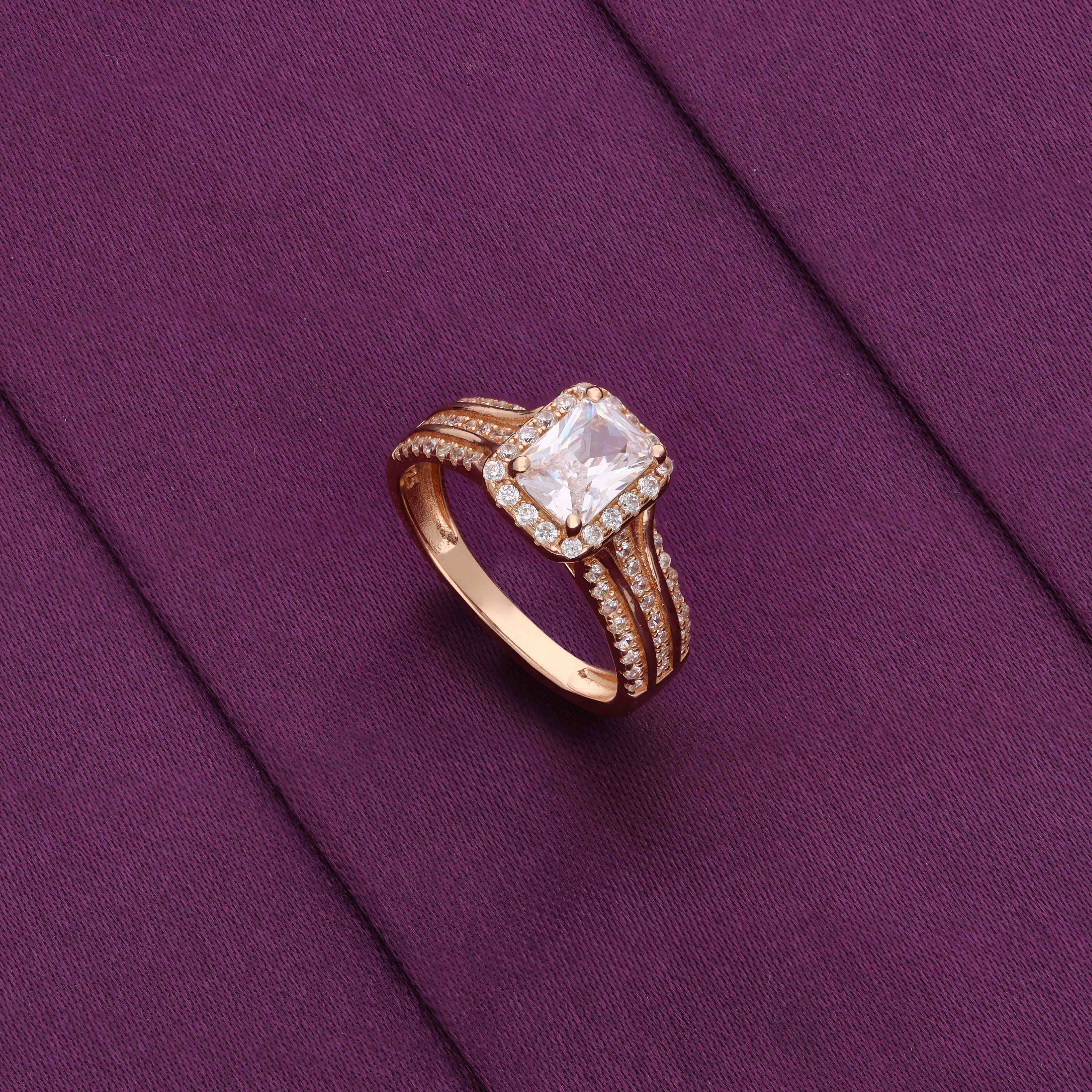 Sterling Silver Halo Cut Solitaire Ring - Image 4