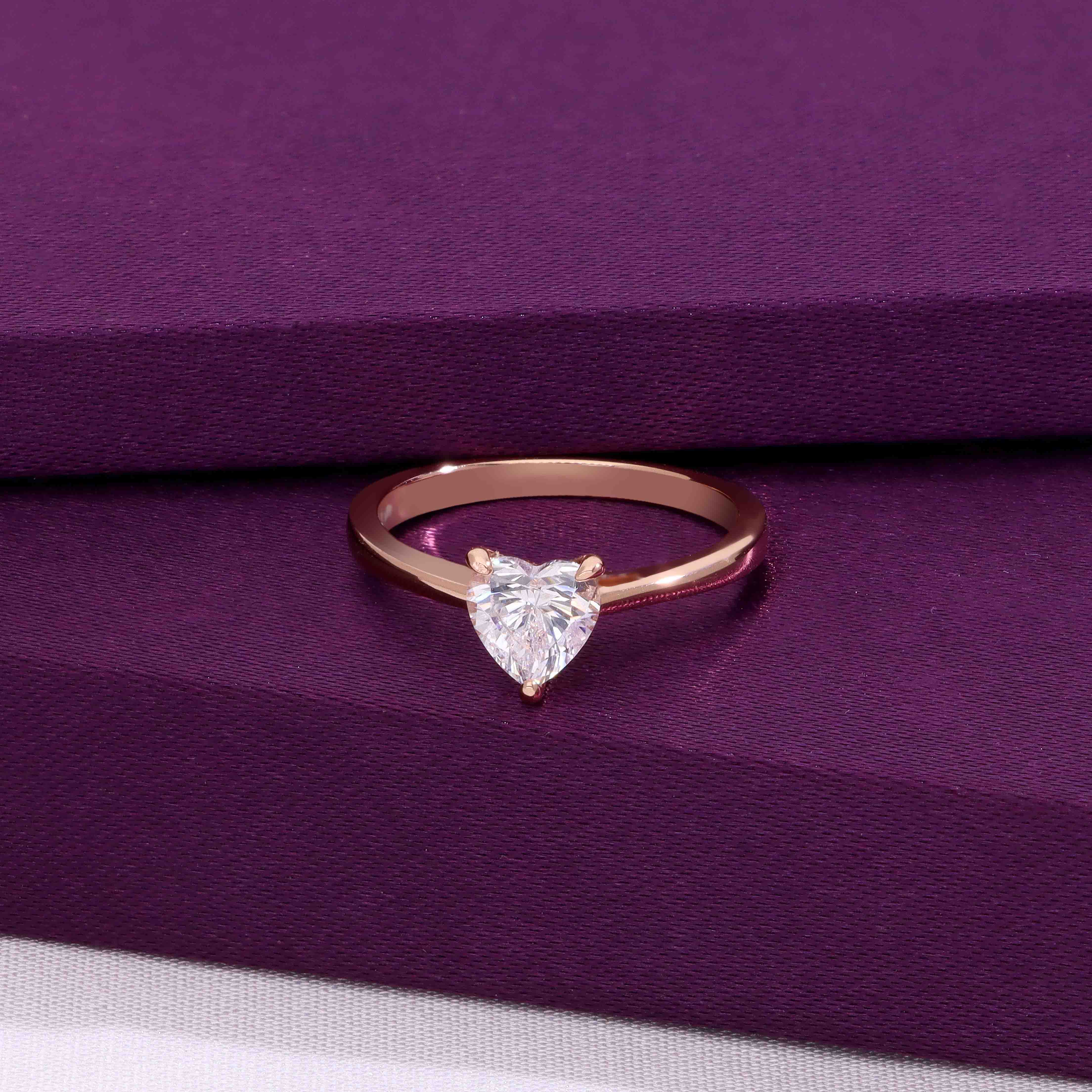 Minimalist Sterling Silver Heart Solitaire Ring - Image 2