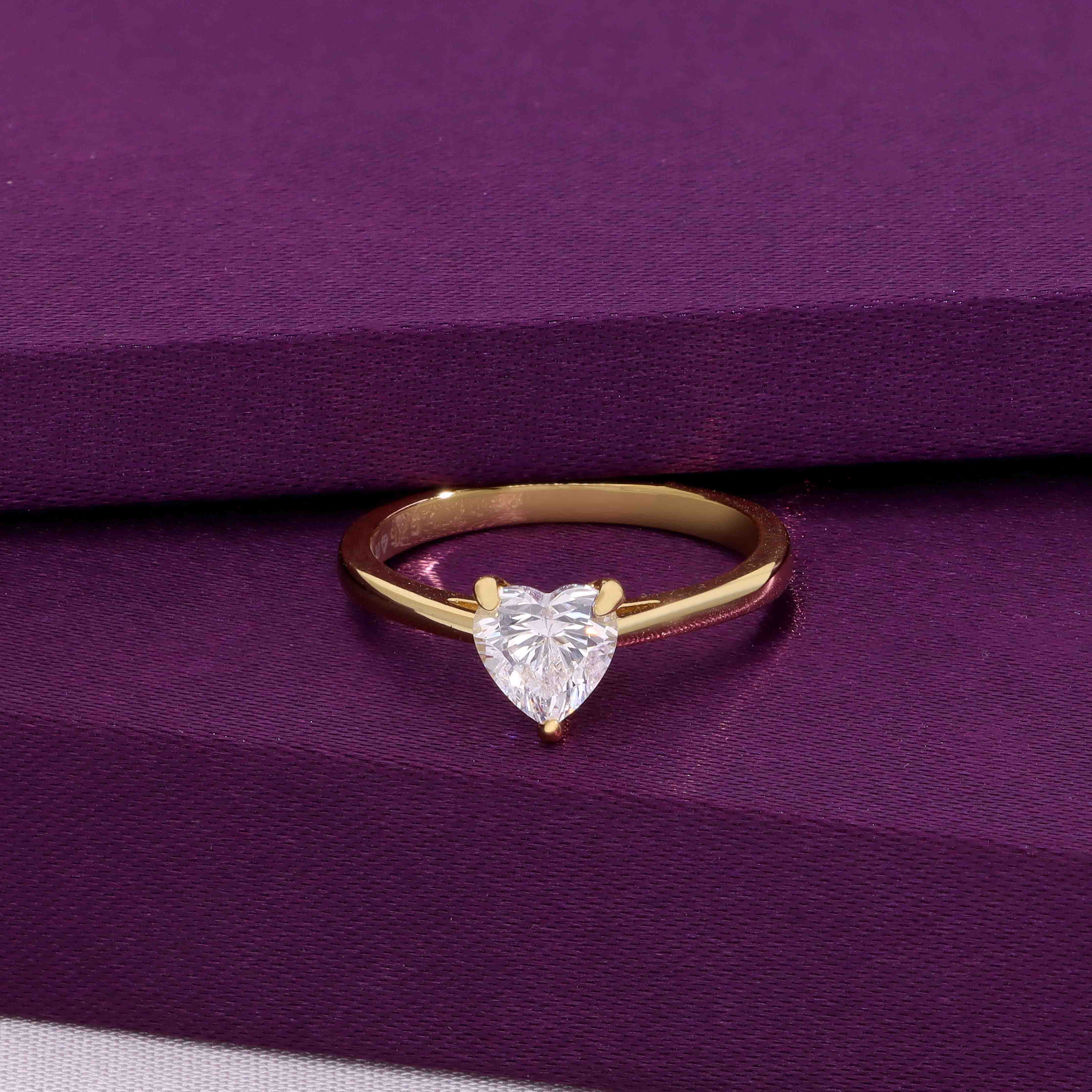 Minimalist Sterling Silver Heart Solitaire Ring - Image 3