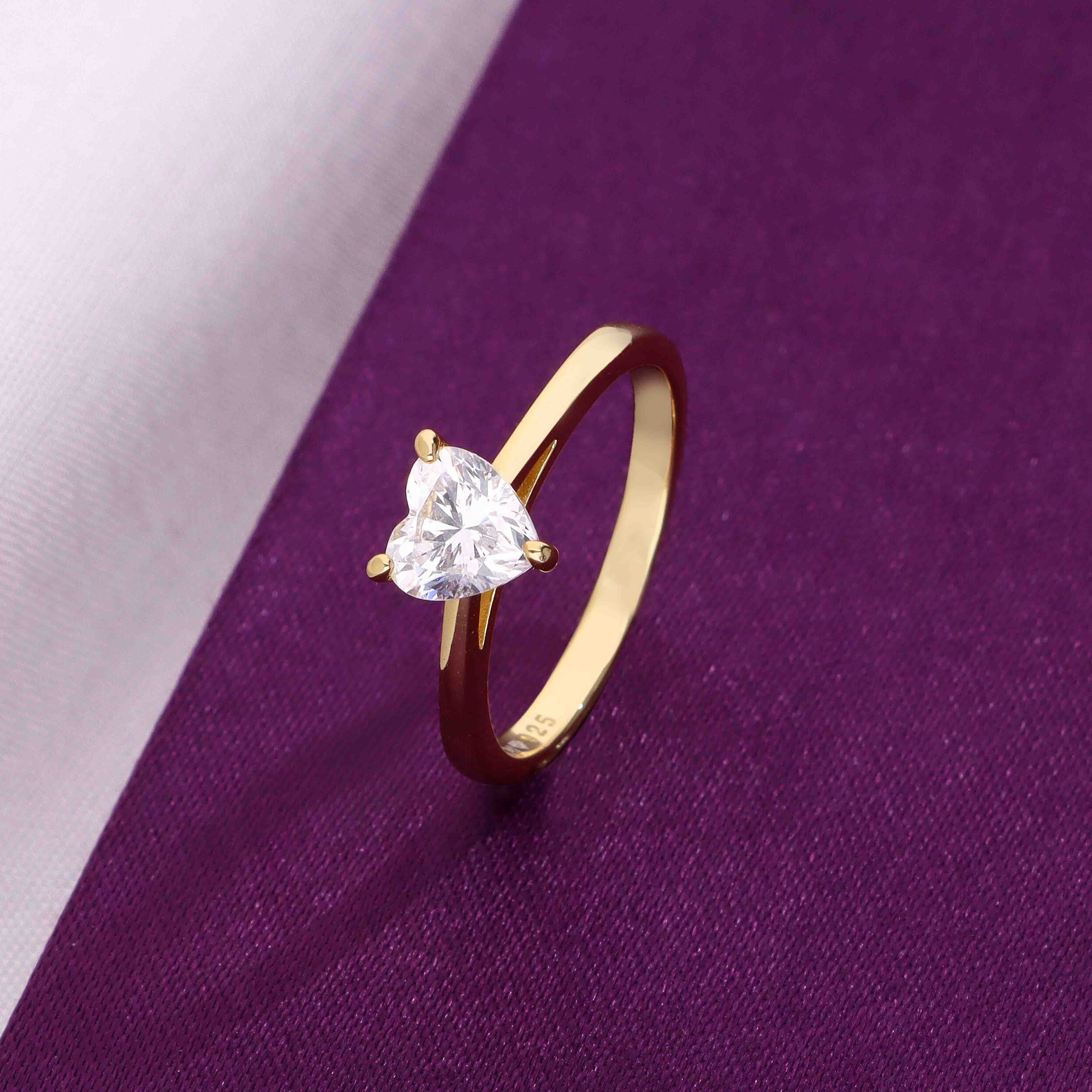 Minimalist Sterling Silver Heart Solitaire Ring - Image 6