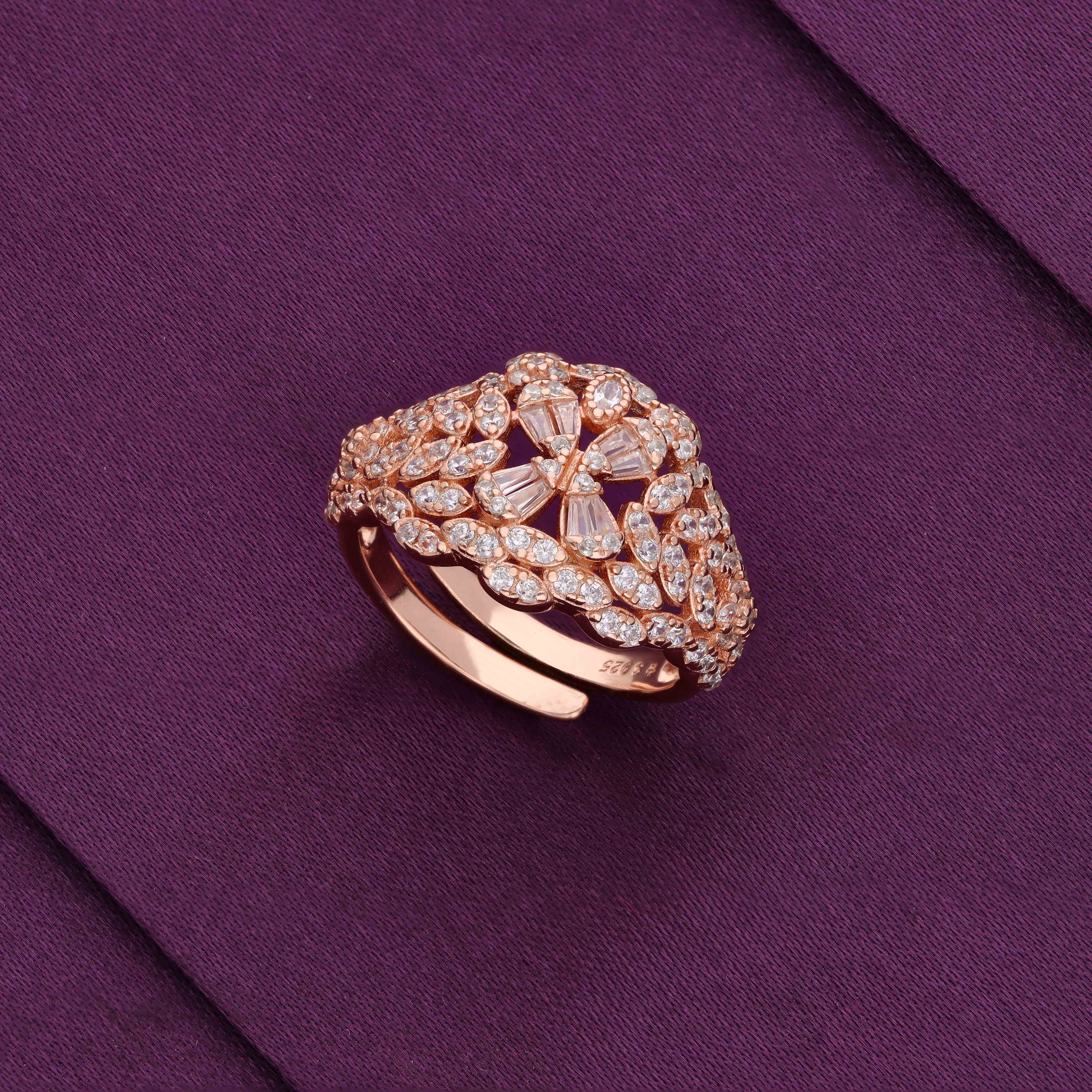 Beautiful Royalty Zircon Studded Statement Silver Ring - Image 5