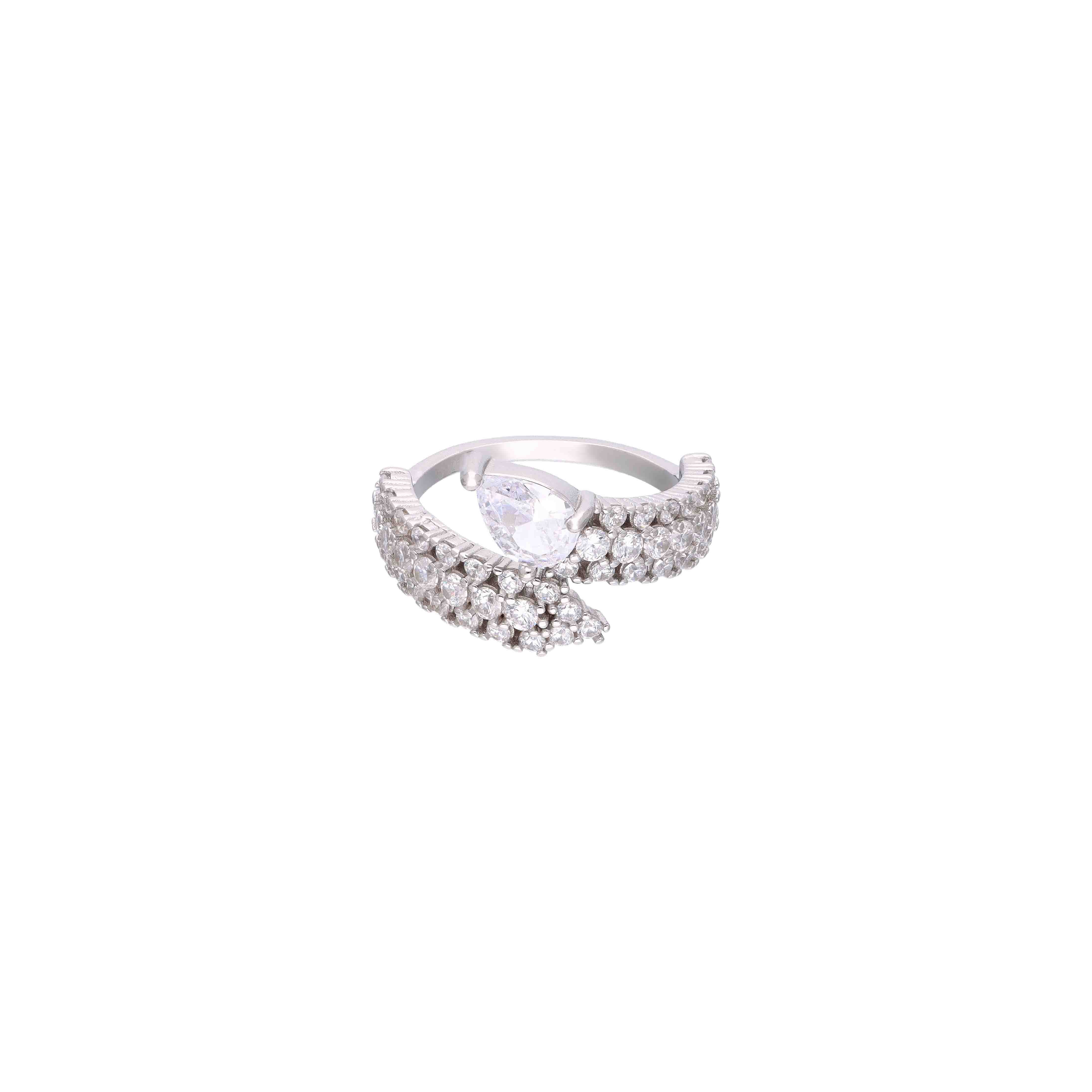 Sterling Teardrop Crystal Silver Ring - Image 3