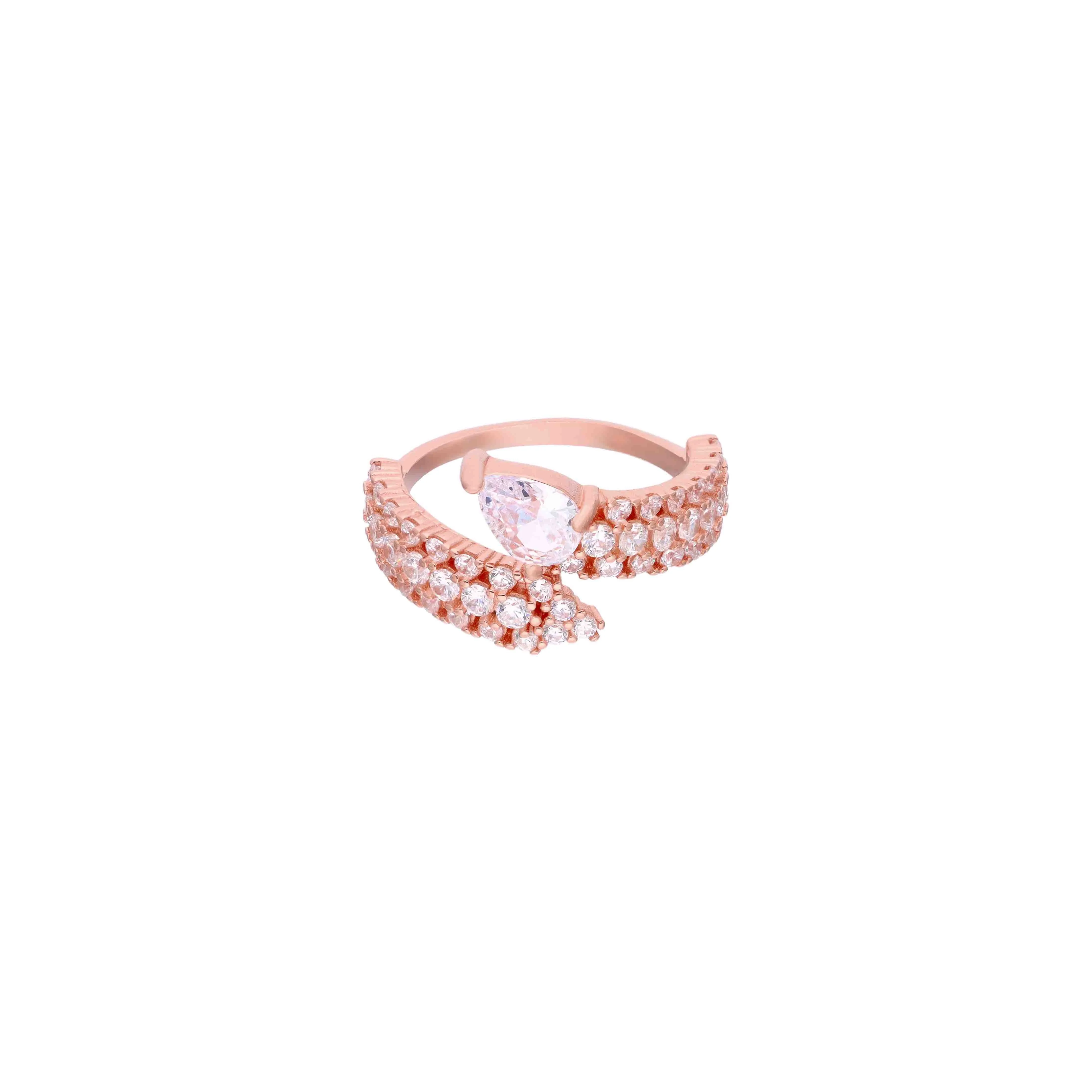 Sterling Teardrop Crystal Silver Ring - Image 4