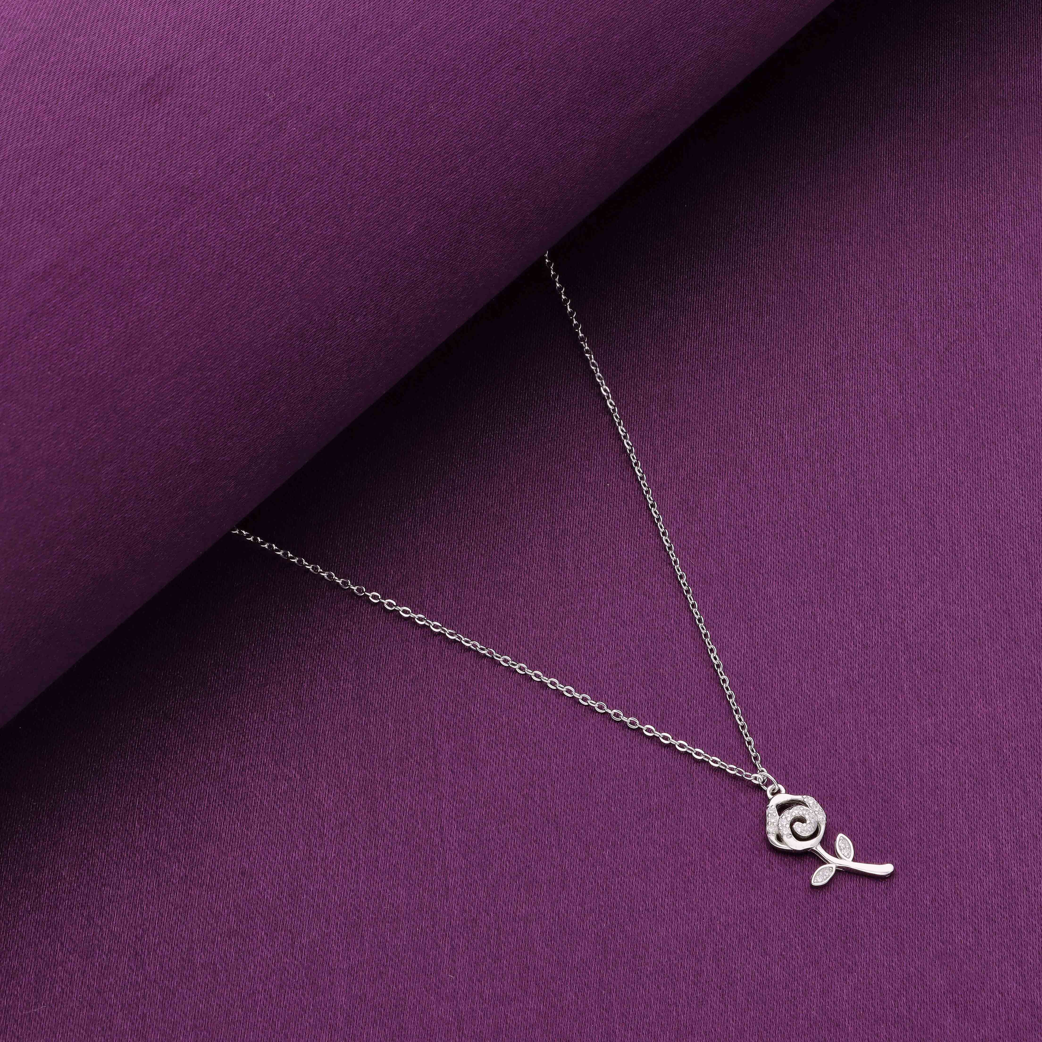 A Rosy Radiance of Love Casual Silver Chain Necklace - Image 3
