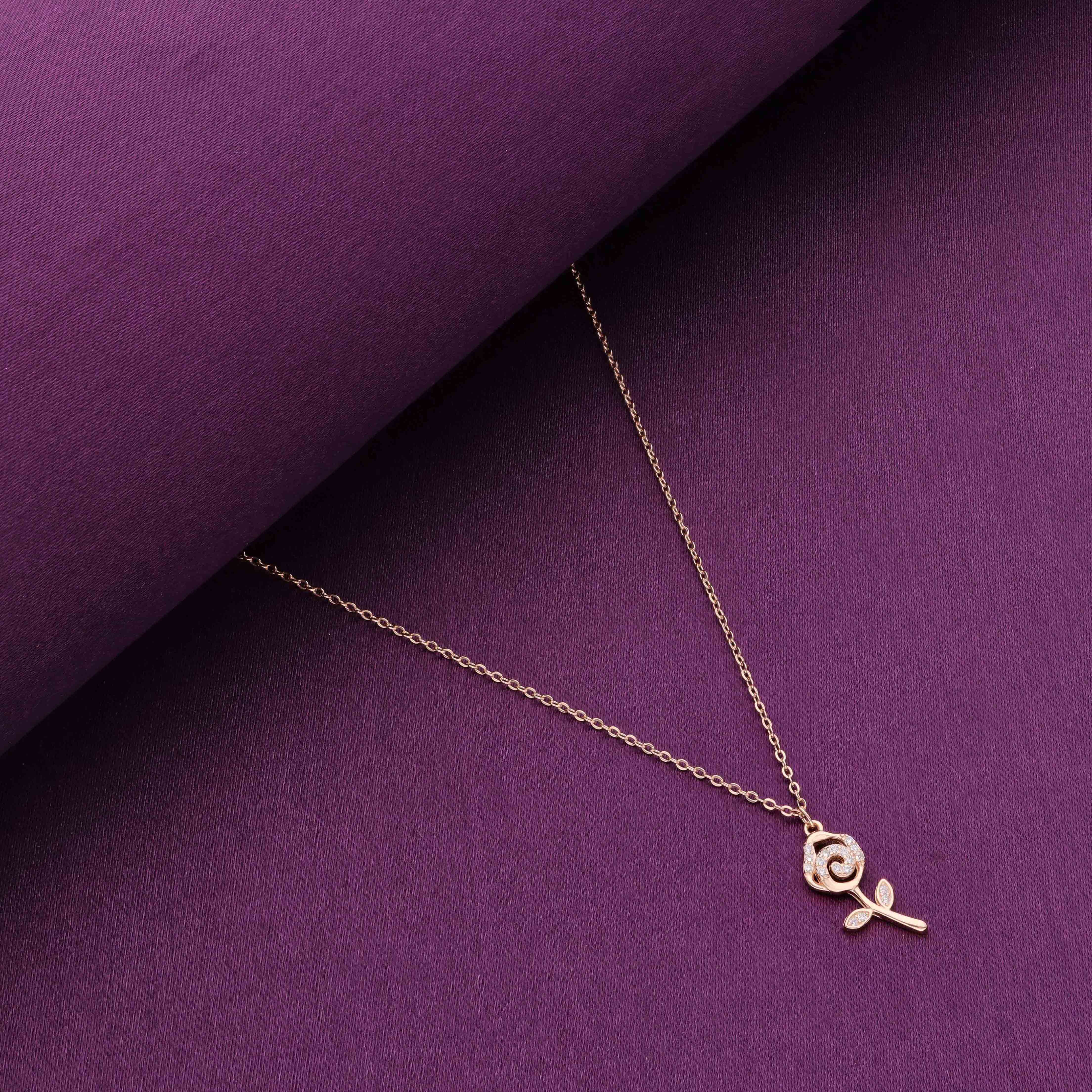 A Rosy Radiance of Love Casual Silver Chain Necklace - Image 4