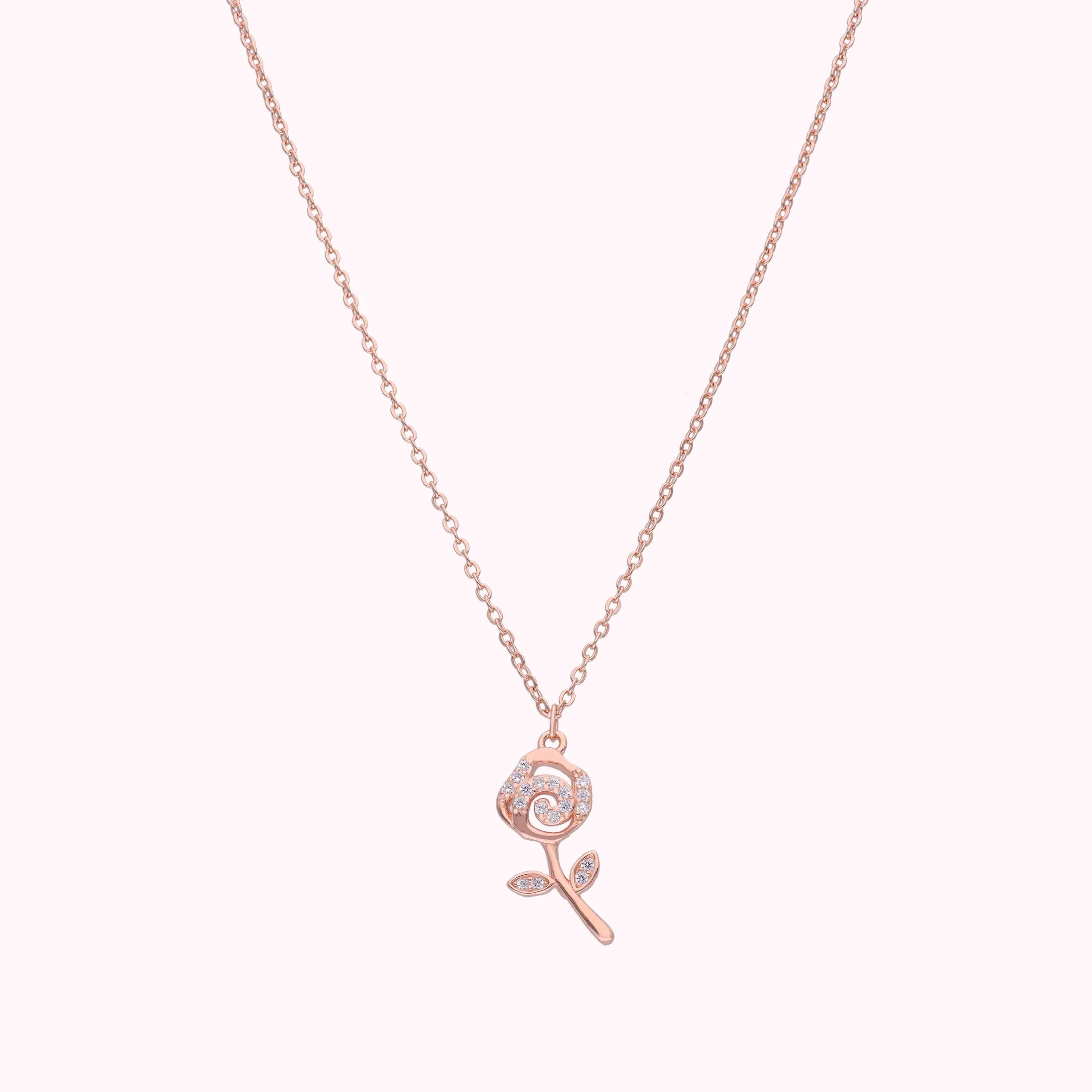 A Rosy Radiance of Love Casual Silver Chain Necklace - Image 5