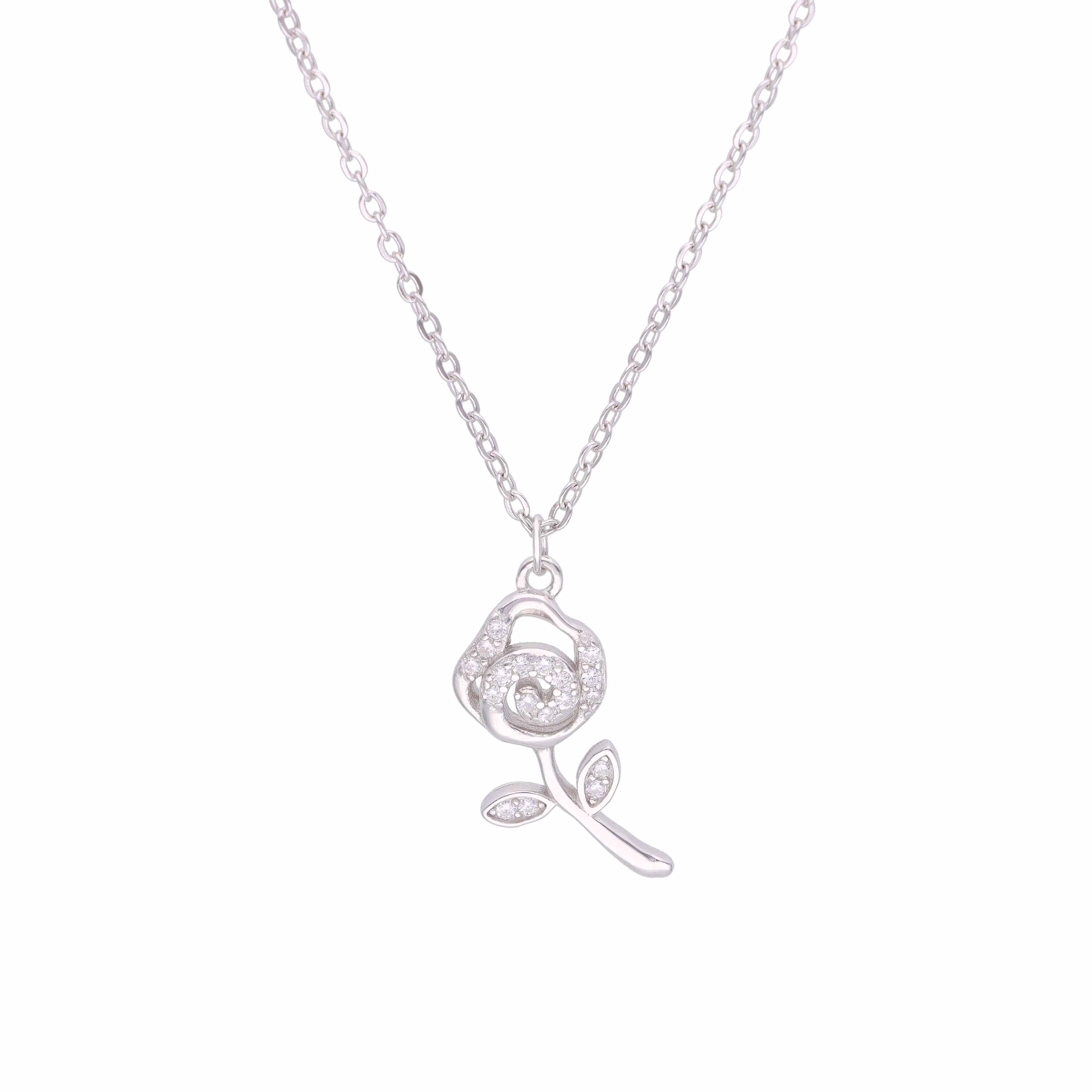 A Rosy Radiance of Love Casual Silver Chain Necklace - Image 6