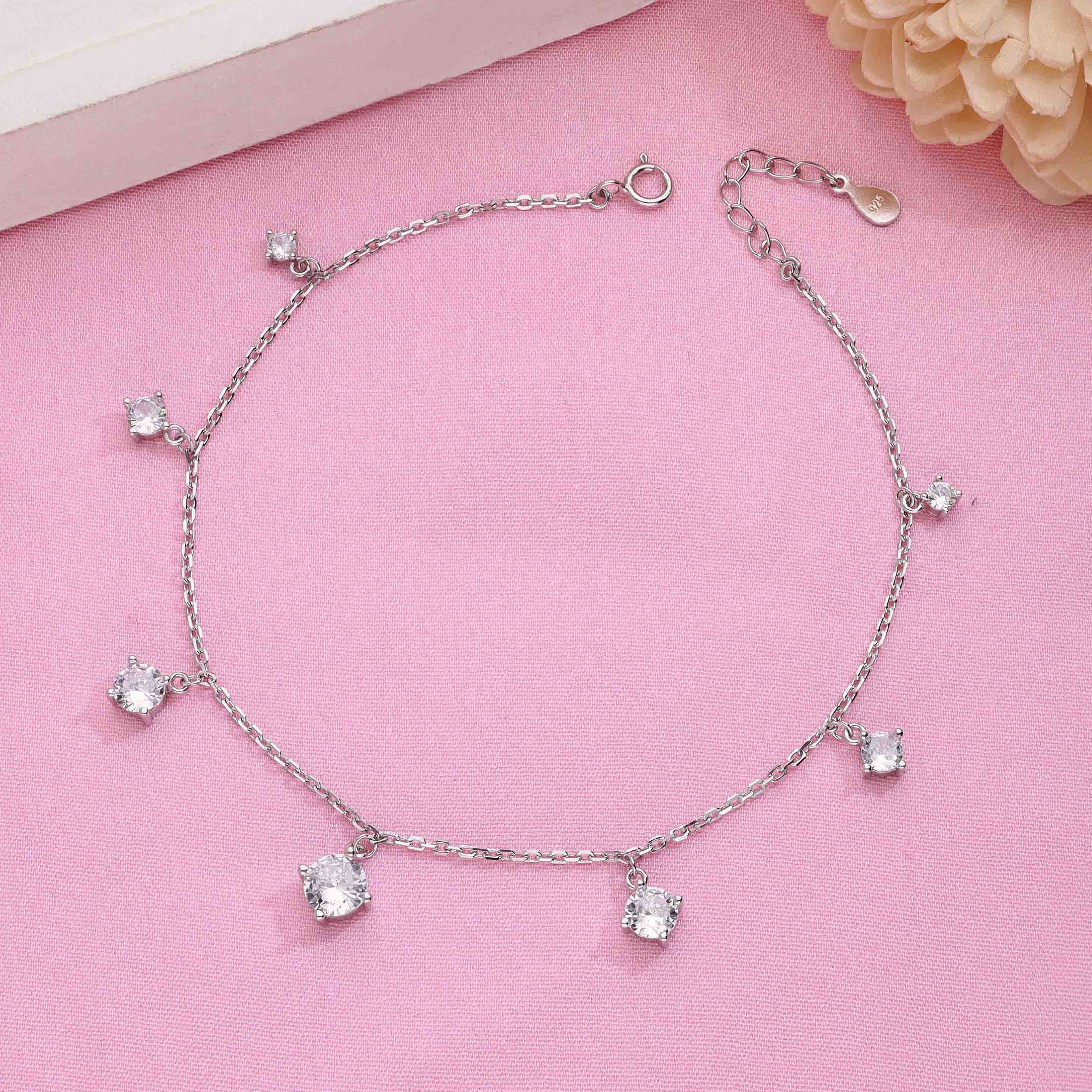 Charms of Solitaire Orbs Silver Anklet - Image 4