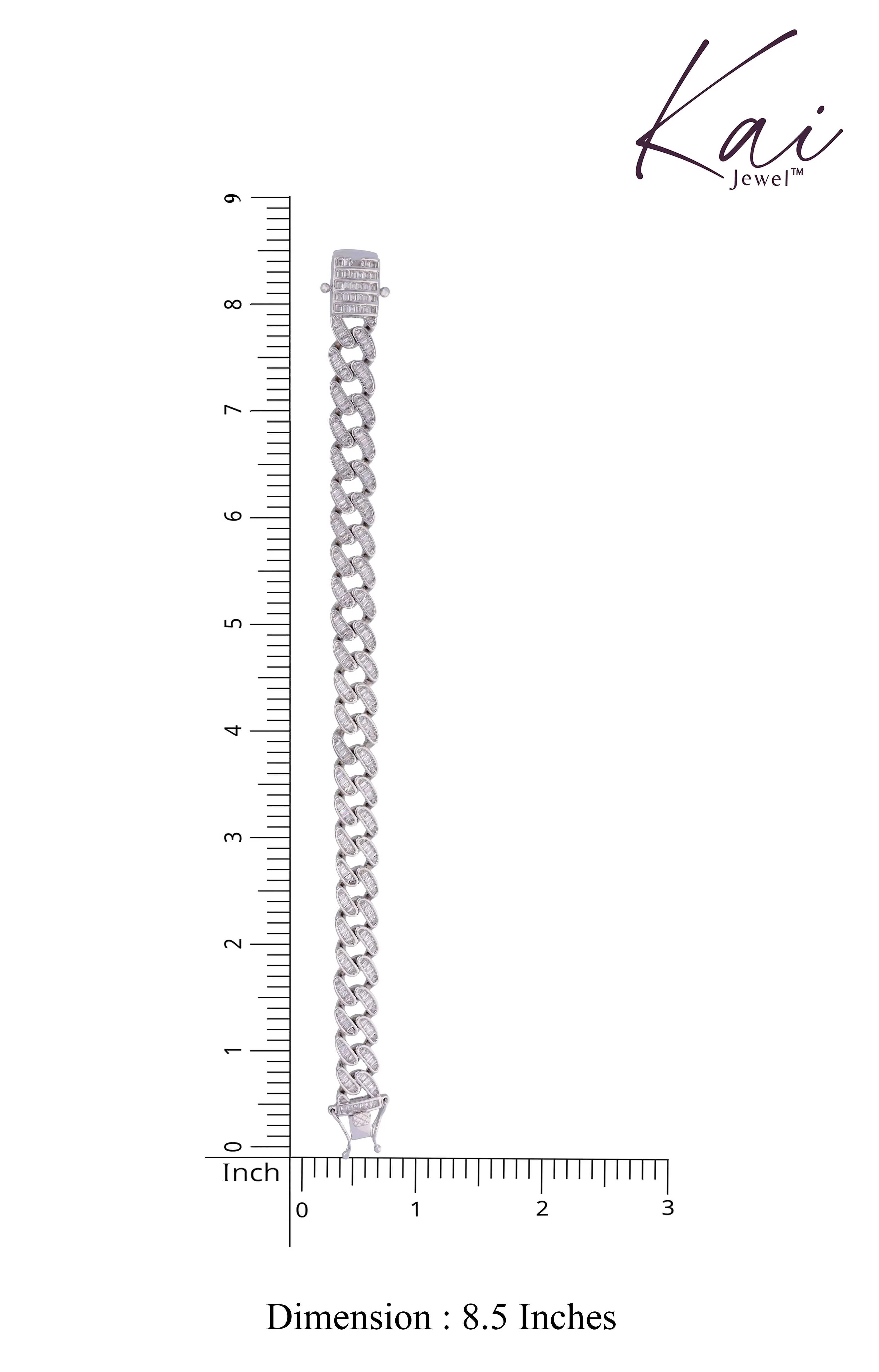 Men’s Trendy Link Zircon Silver Bracelet - Image 5