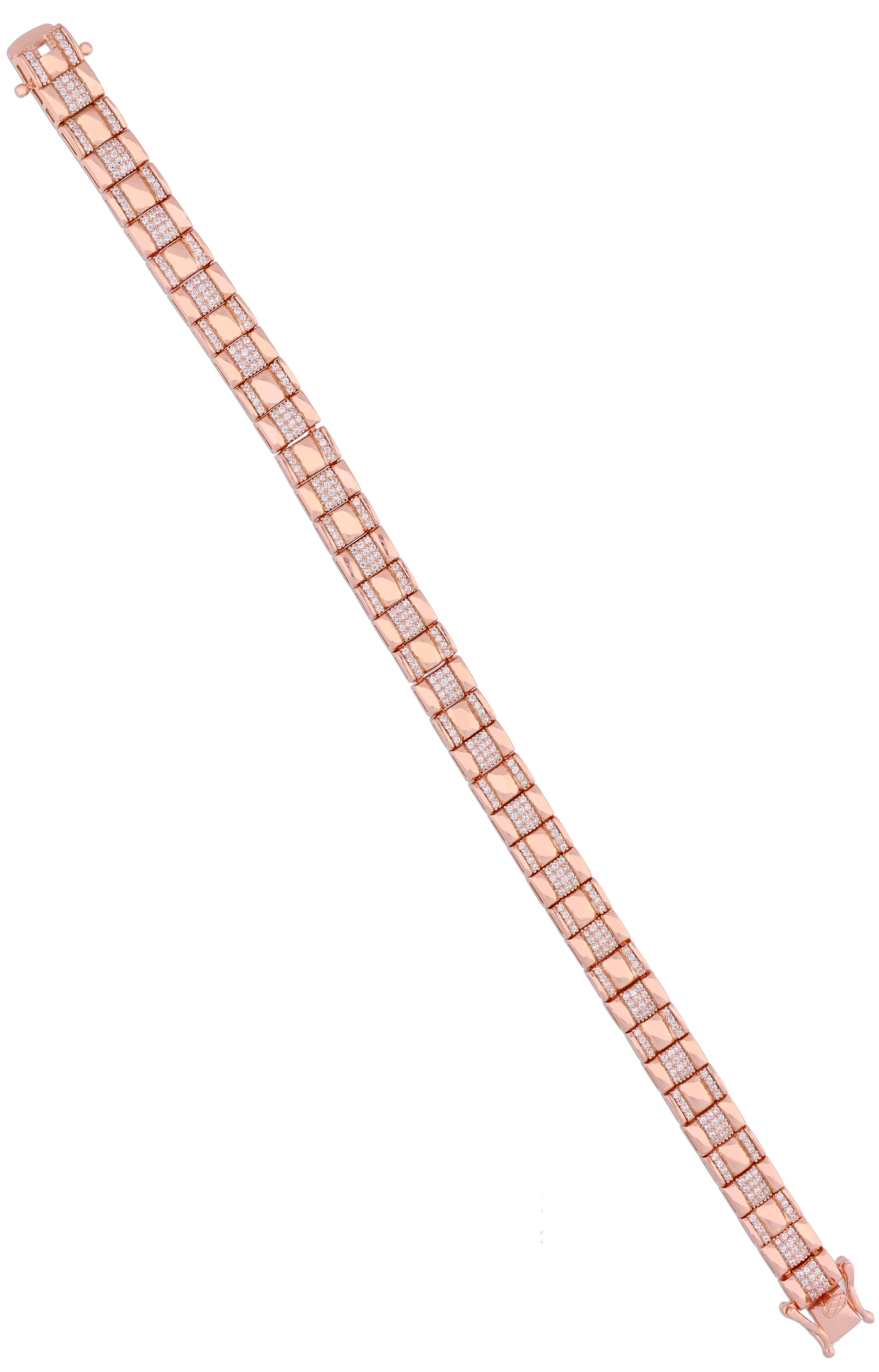 Men’s Cubic Cut Zircon Silver Bracelet - Image 3