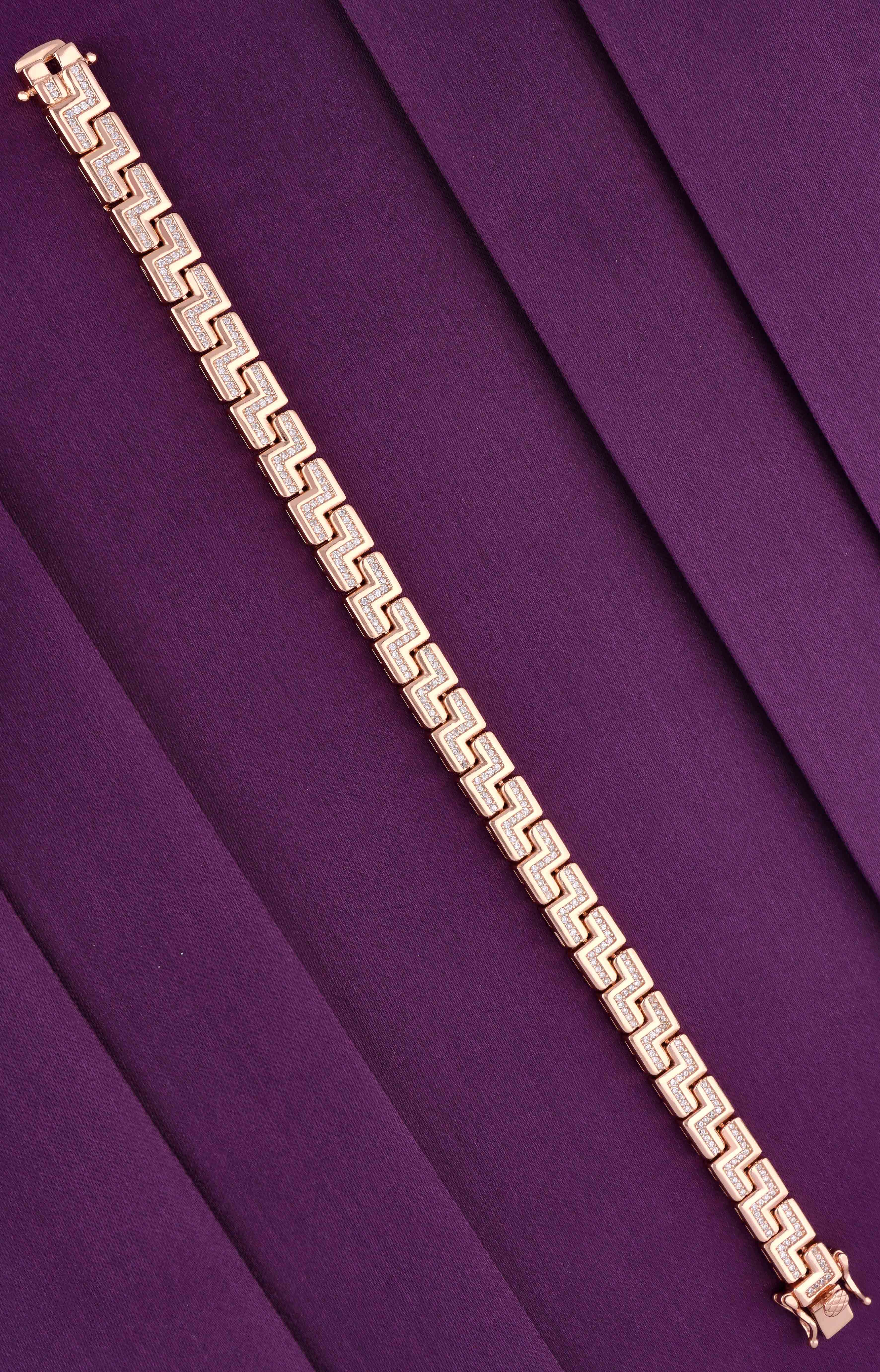 Men’s Zigzag Zircon Silver Bracelet - Image 4
