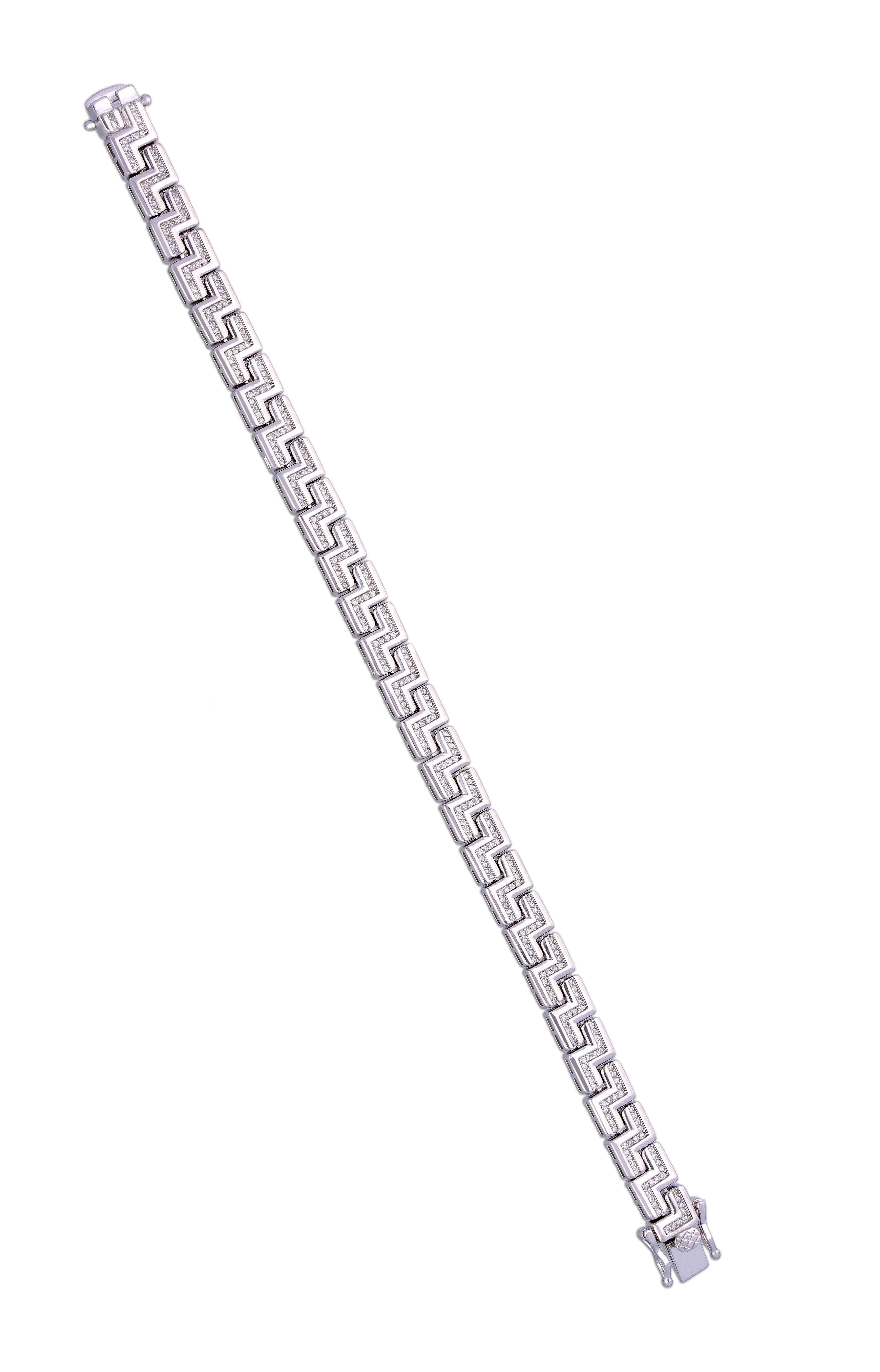 Men’s Zigzag Zircon Silver Bracelet - Image 5