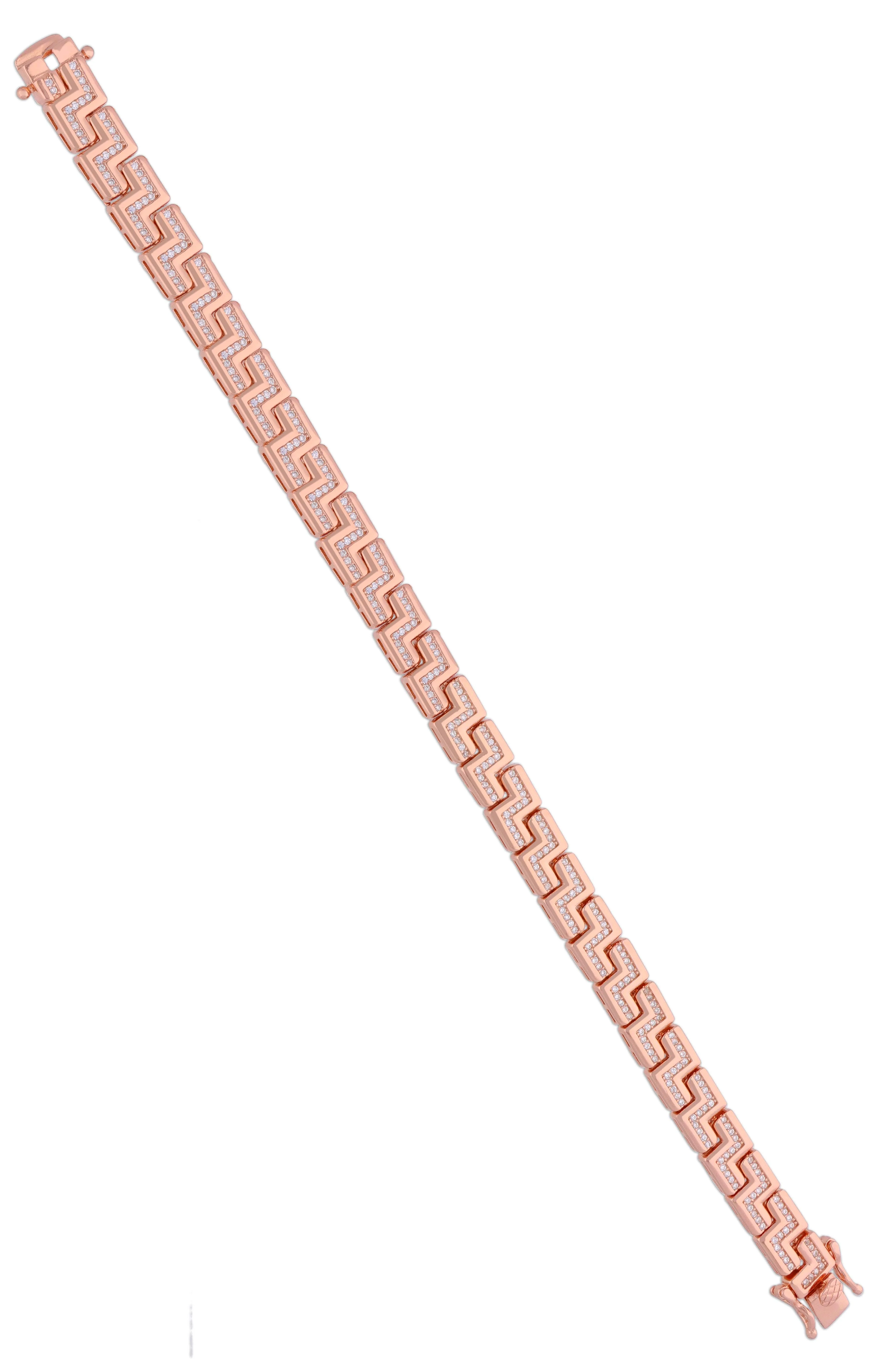 Men’s Zigzag Zircon Silver Bracelet - Image 6
