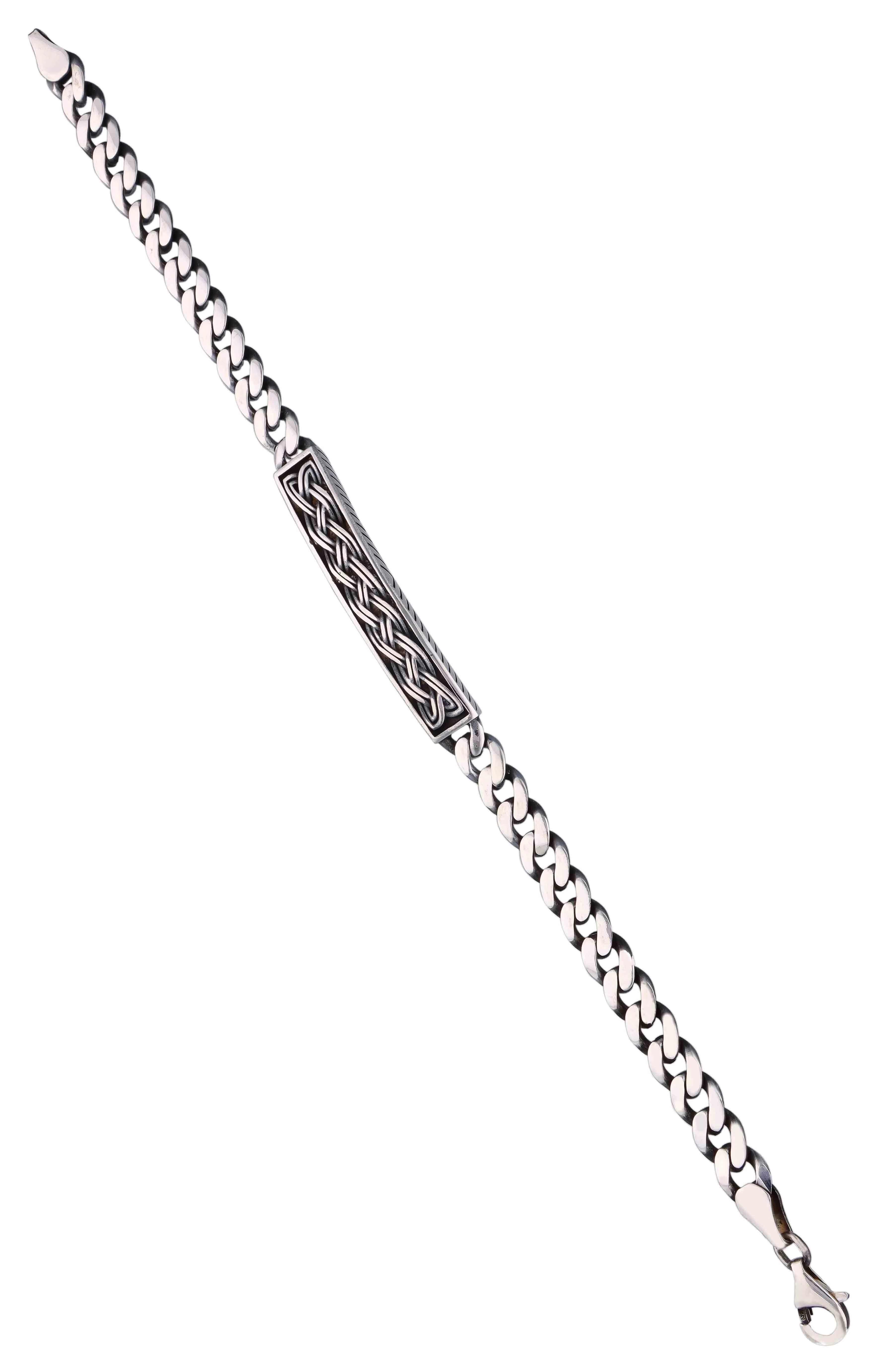 Men’s Stylish Plate Link Silver Bracelet - Image 3
