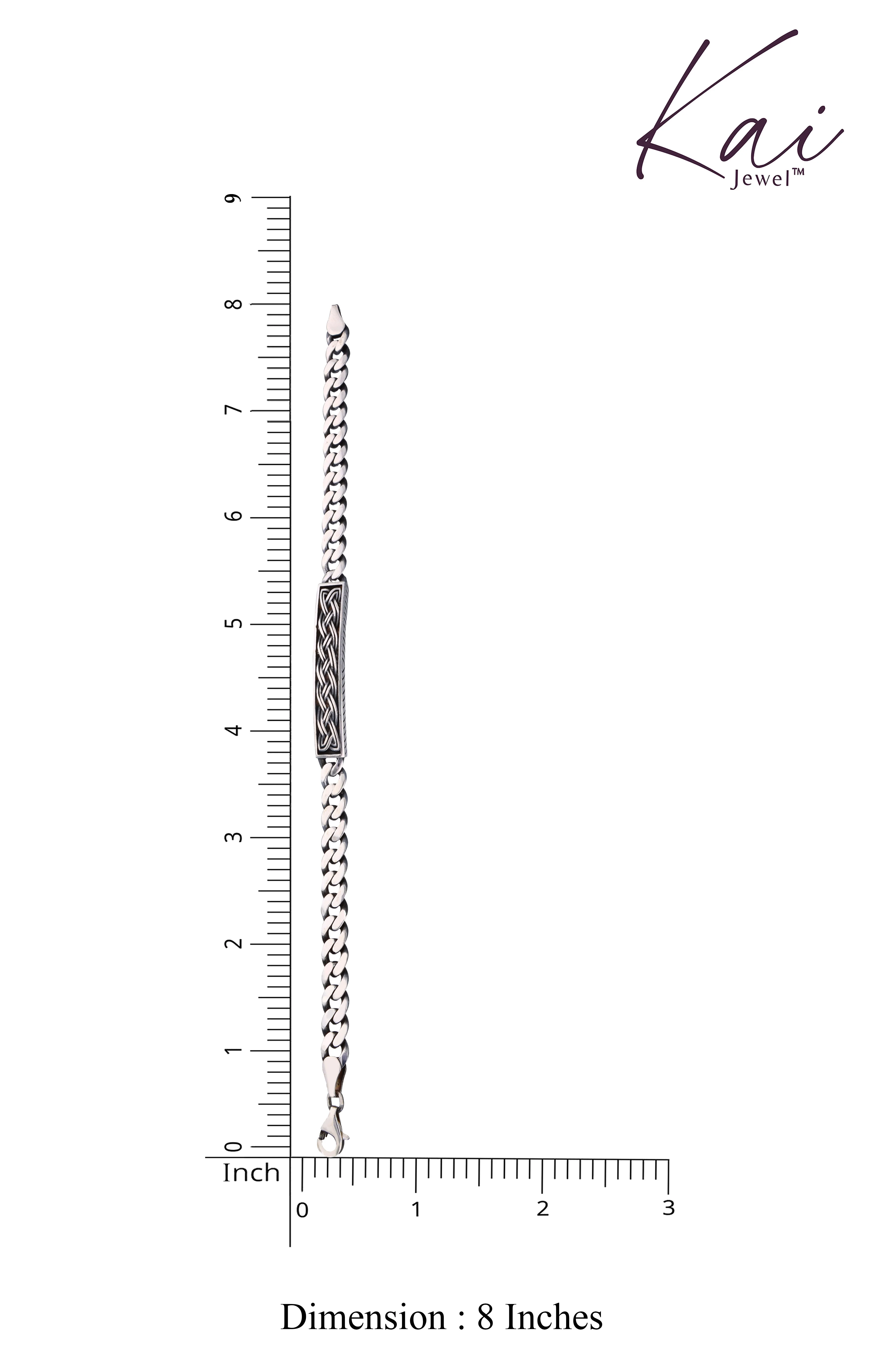 Men’s Stylish Plate Link Silver Bracelet - Image 4