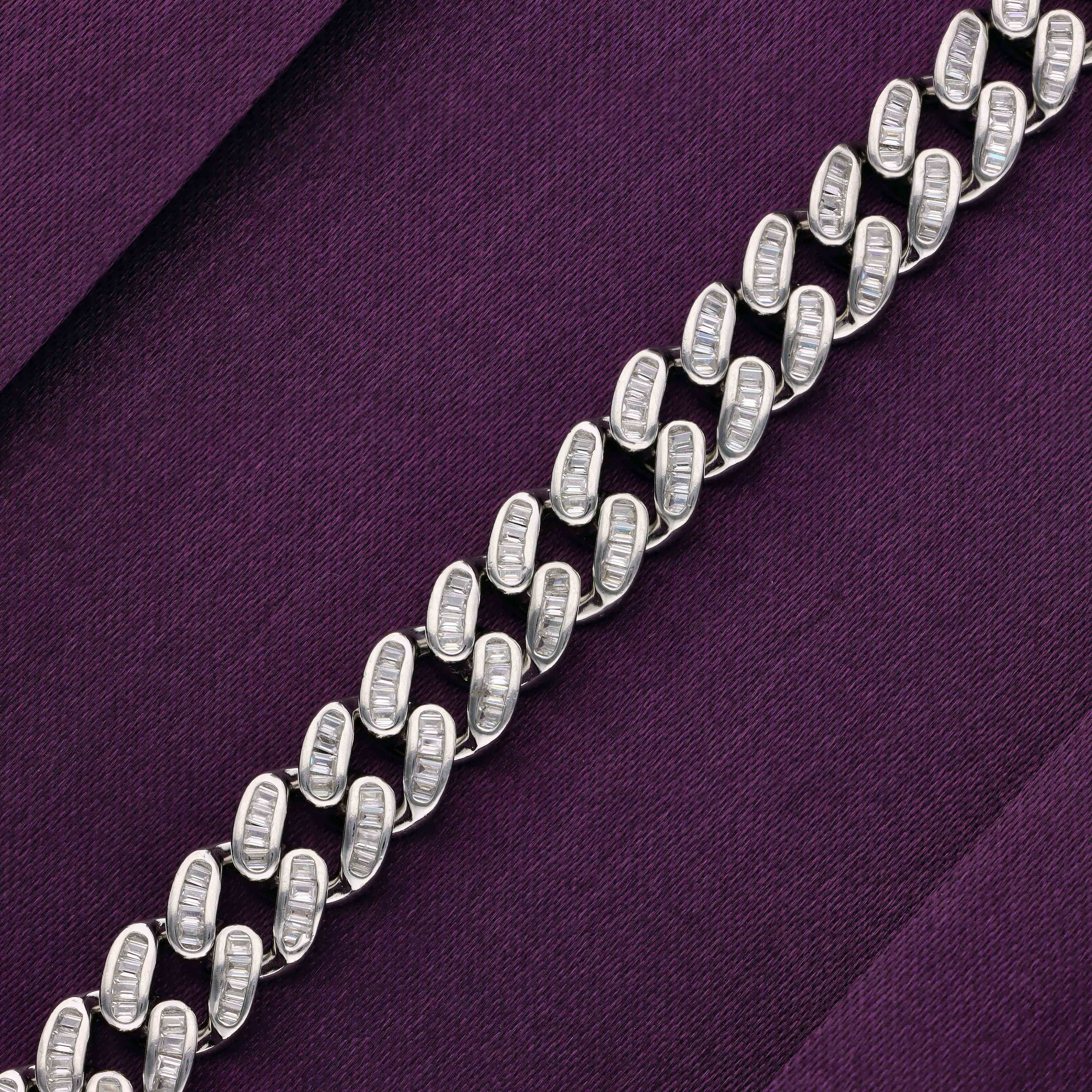 Men’s Stylish Zircon Cuban Link Silver Chain - Image 3