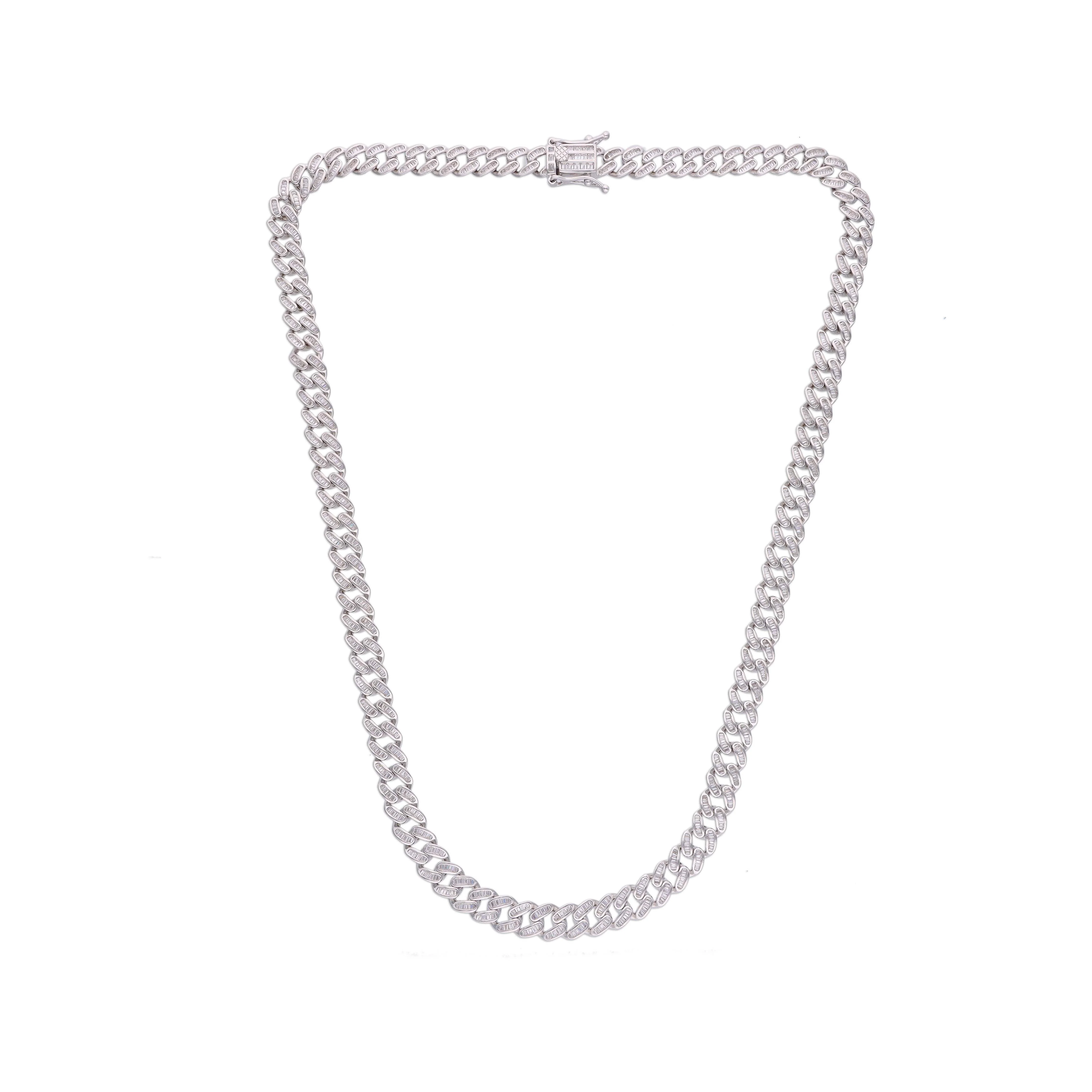 Men’s Stylish Zircon Cuban Link Silver Chain - Image 5