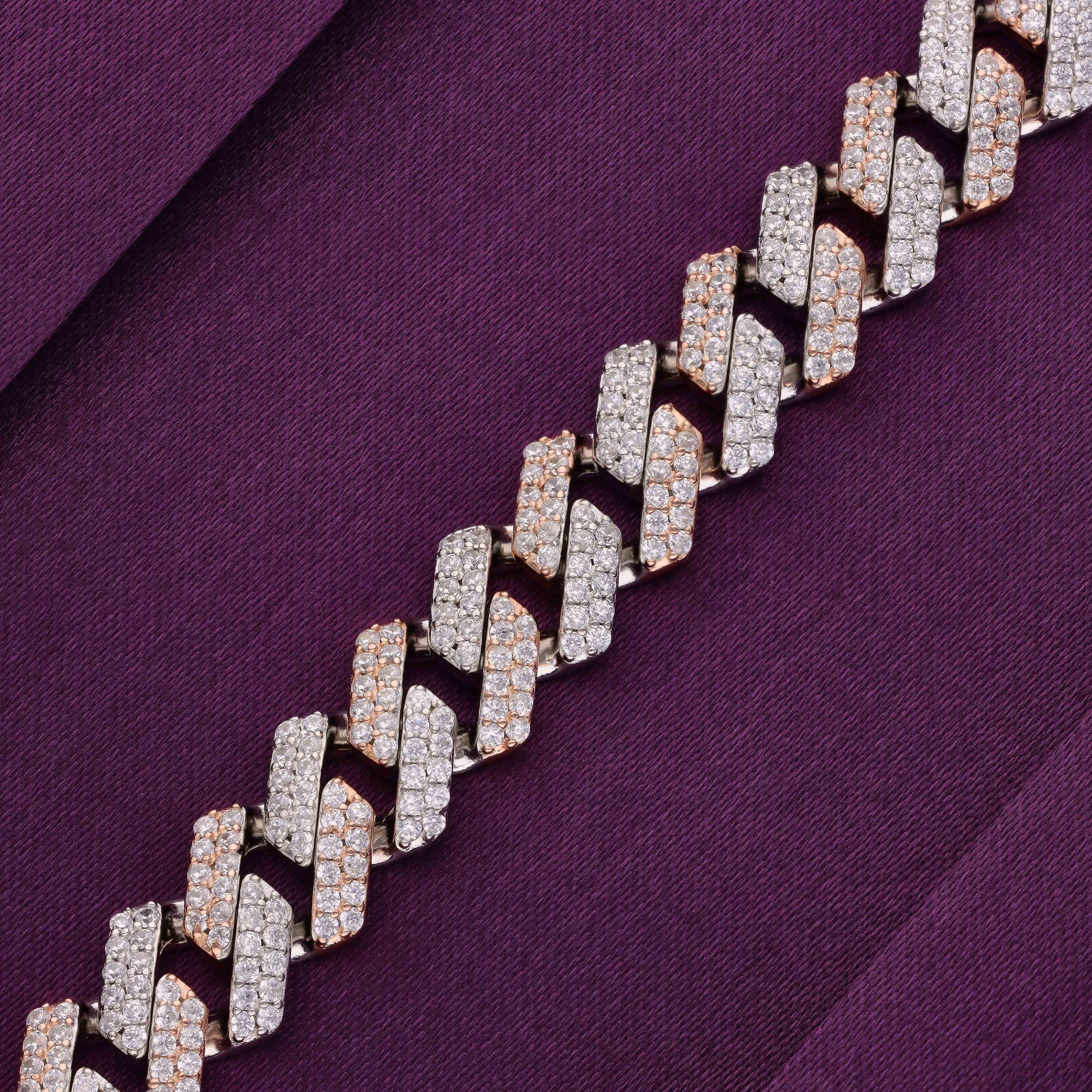 Men’s Pave Zircon Cuban Link Silver Chain - Image 4