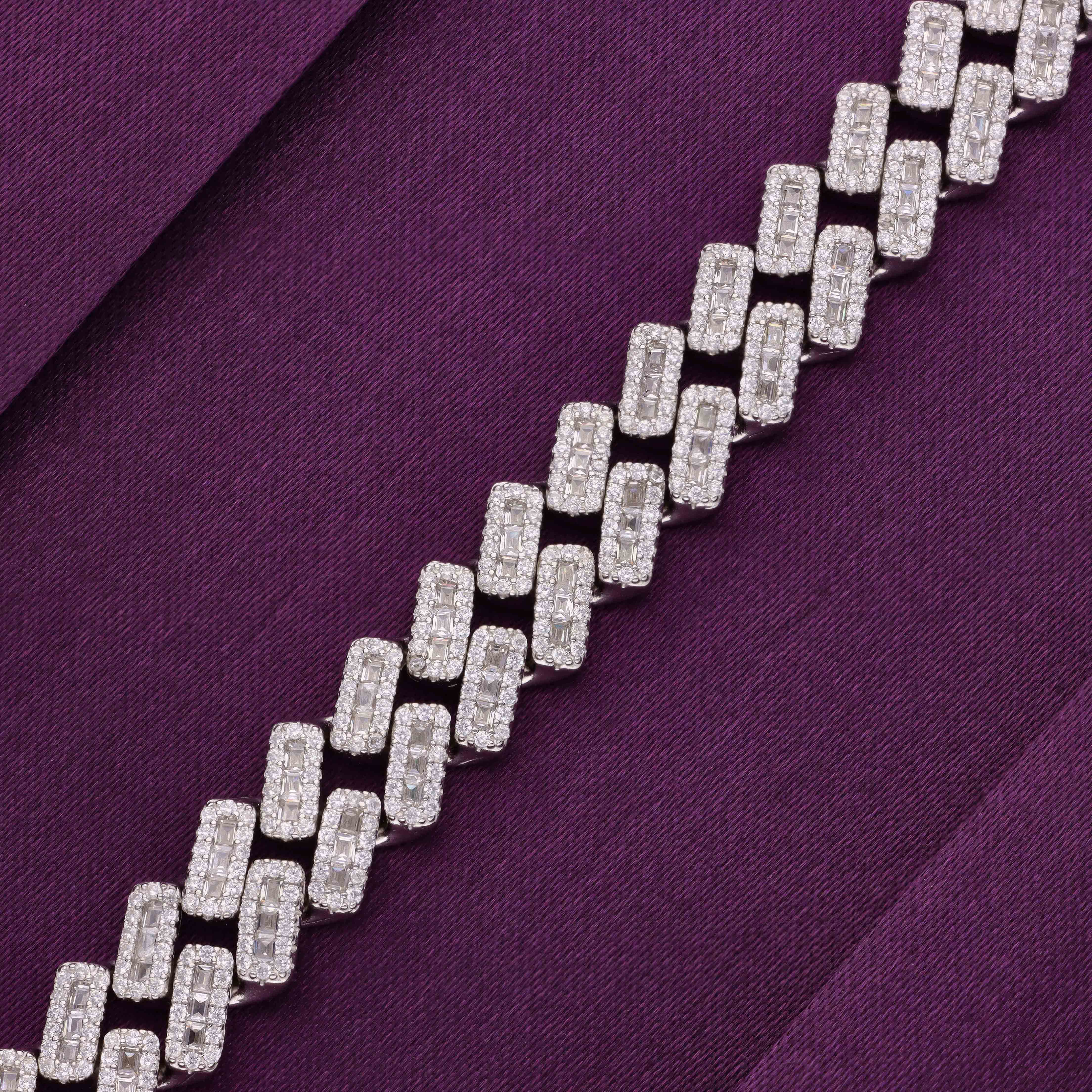 Men’s Zircon Cuban Link Silver Chain - Image 3