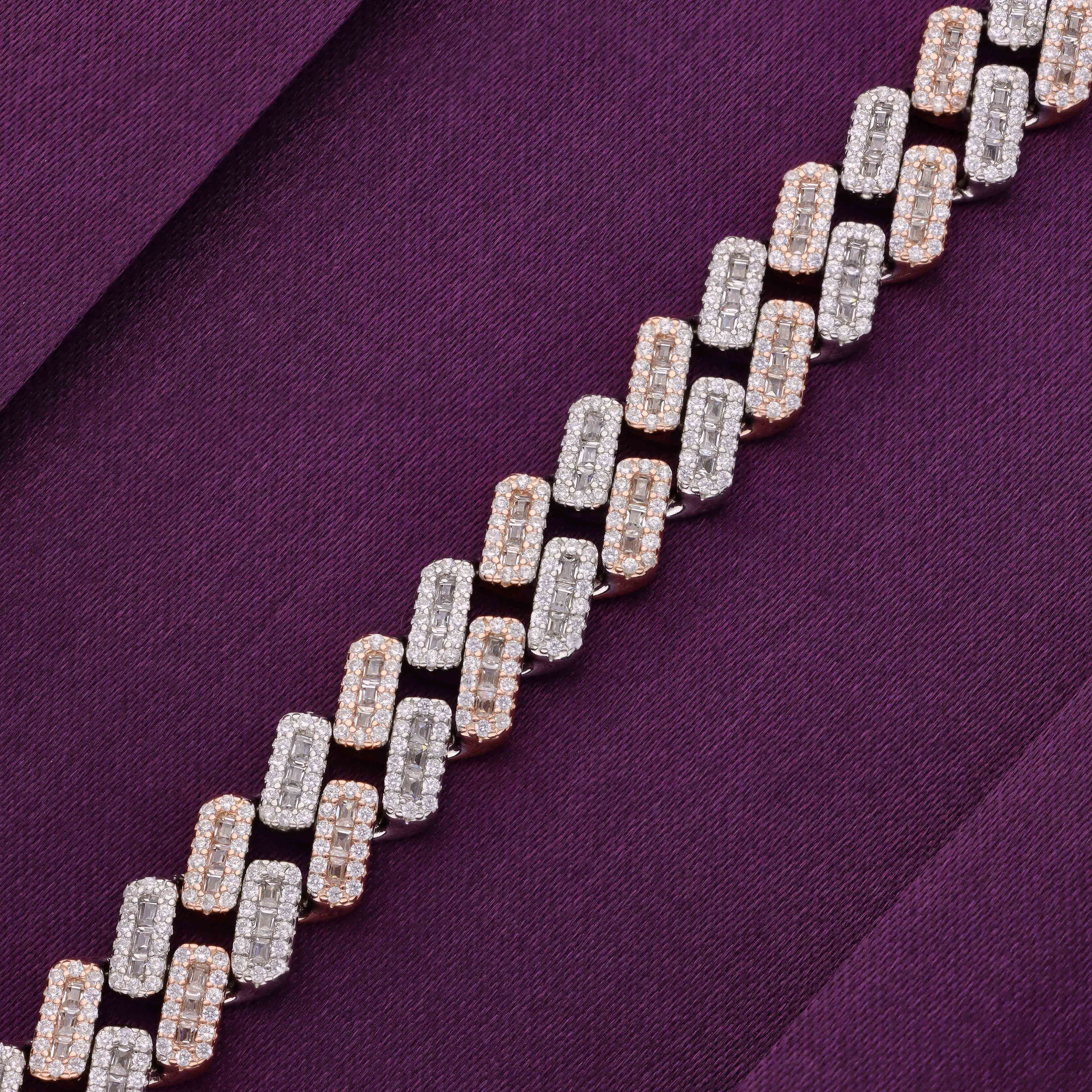 Men’s Zircon Cuban Link Silver Chain - Image 4