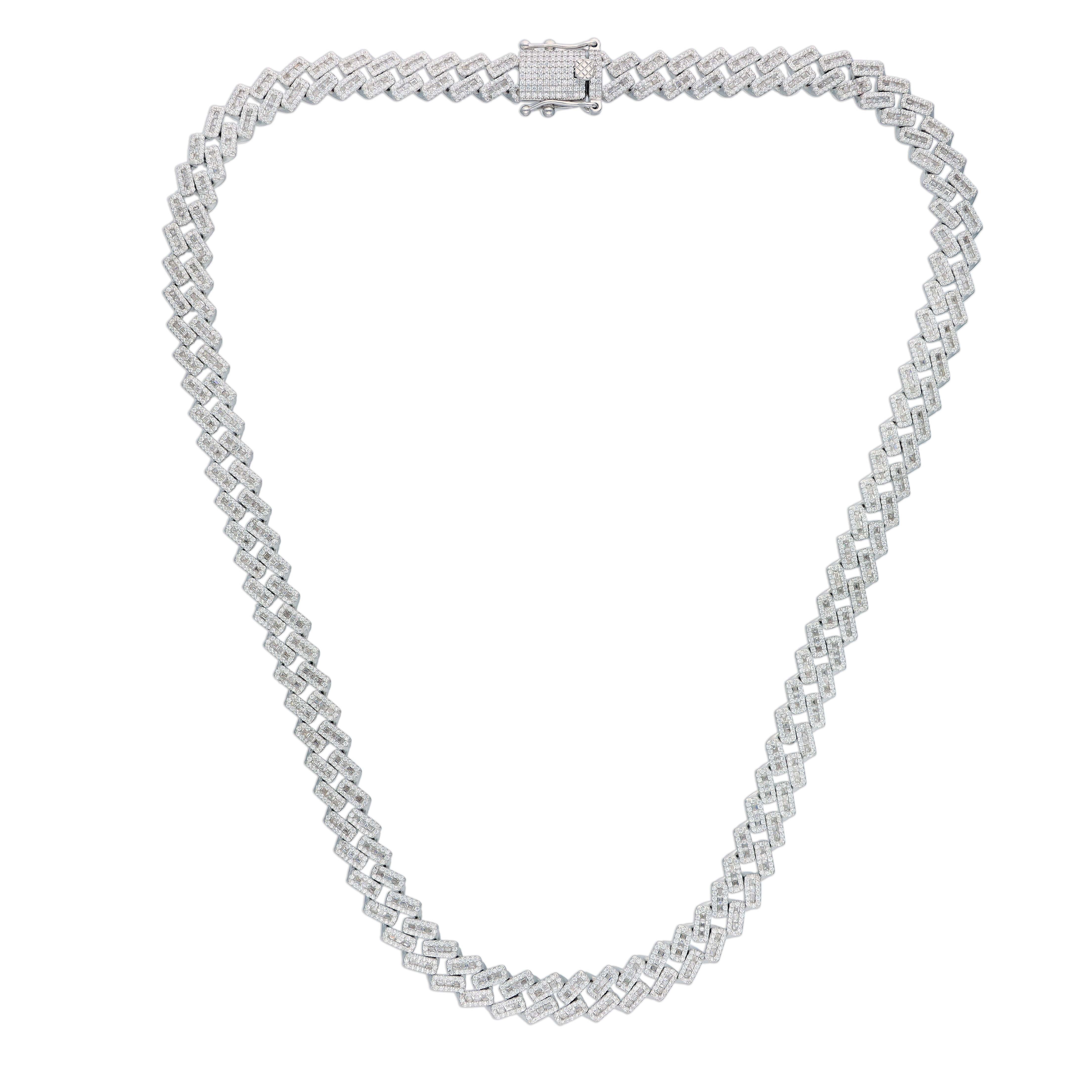 Men’s Zircon Cuban Link Silver Chain - Image 5