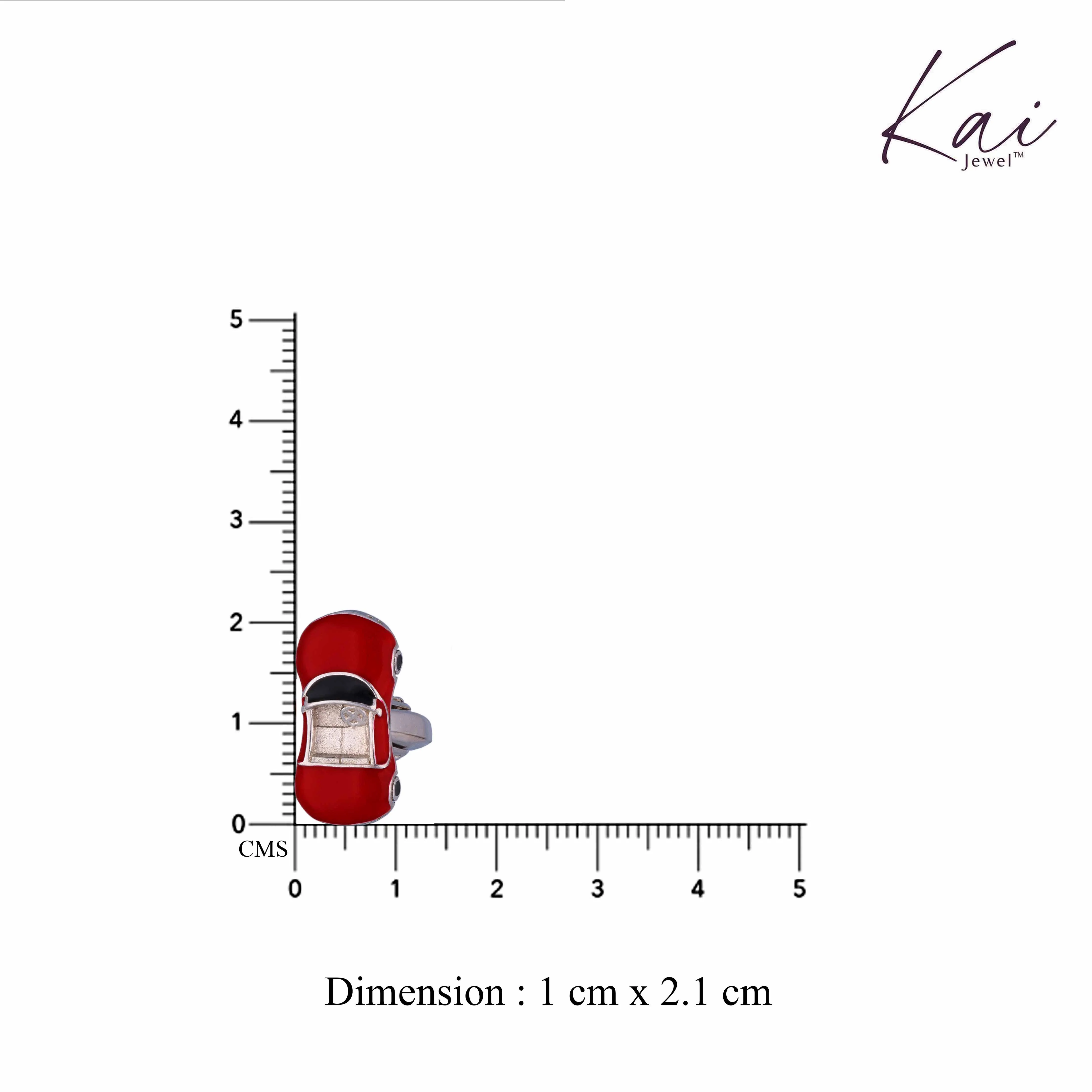 Men’s Stylish Red Car Silver Cufflinks - Image 3