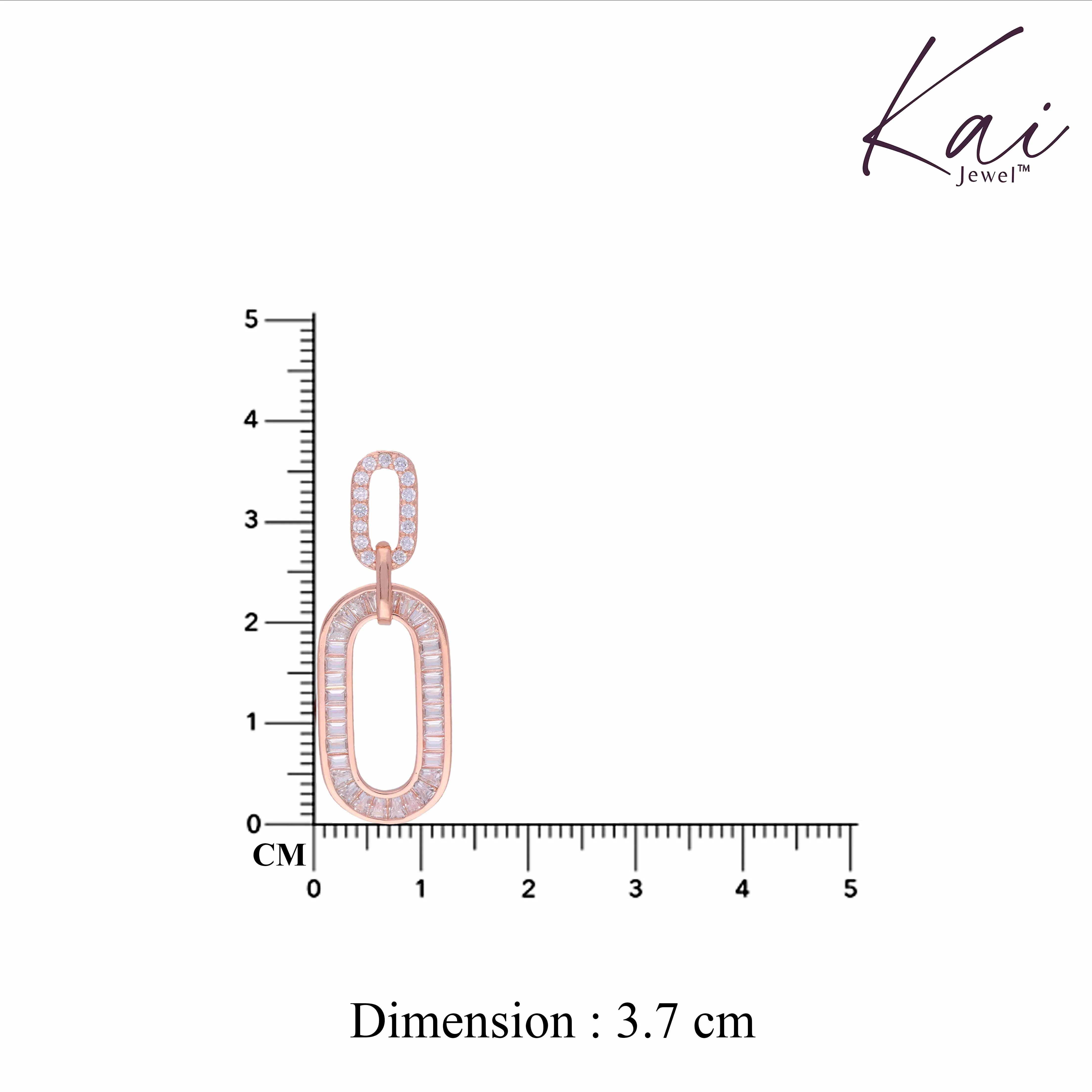 Radiant Rounds Zircon Rose Gold Dangler Earrings - Image 4