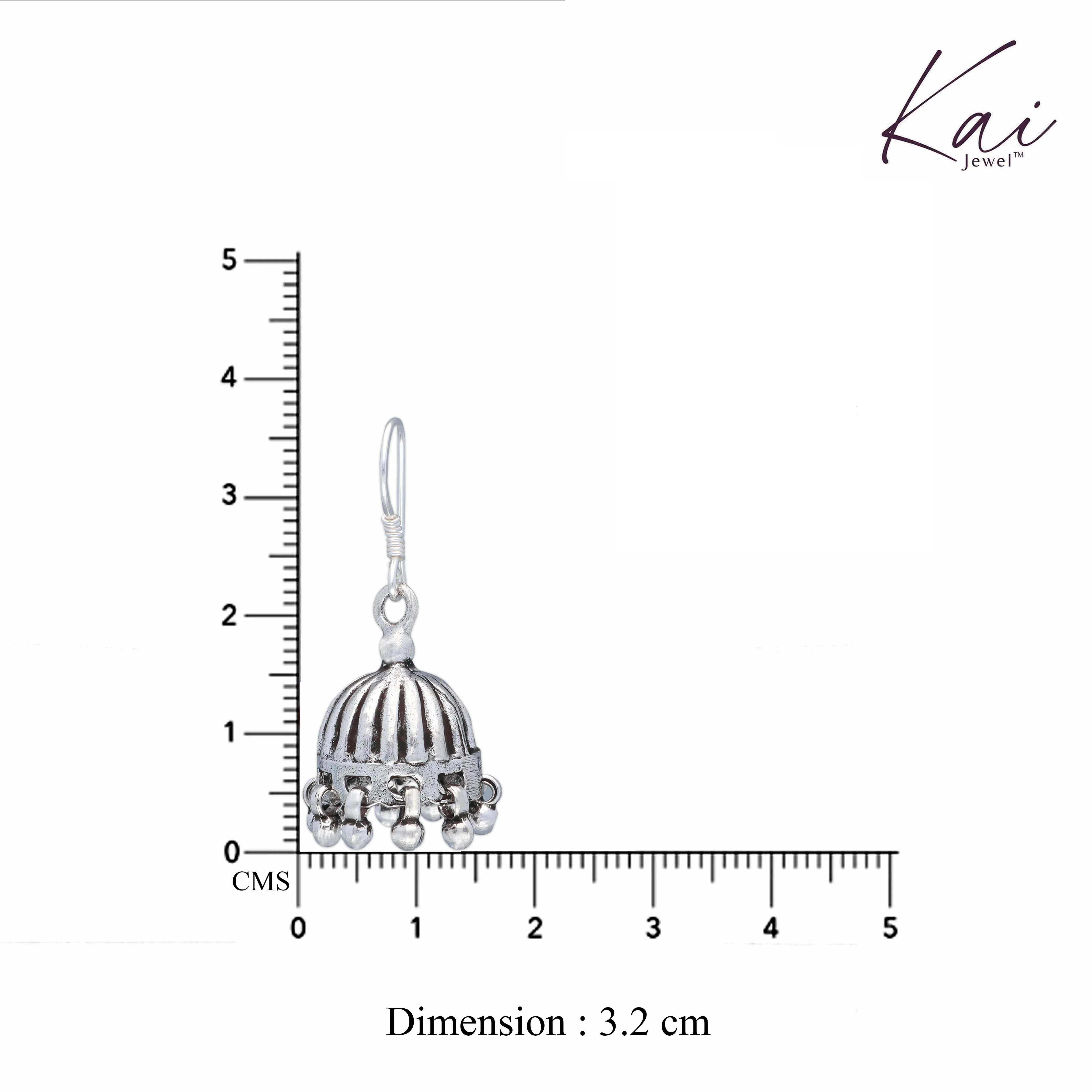 Vintage Dome Silver Jhumki Earrings - Image 4