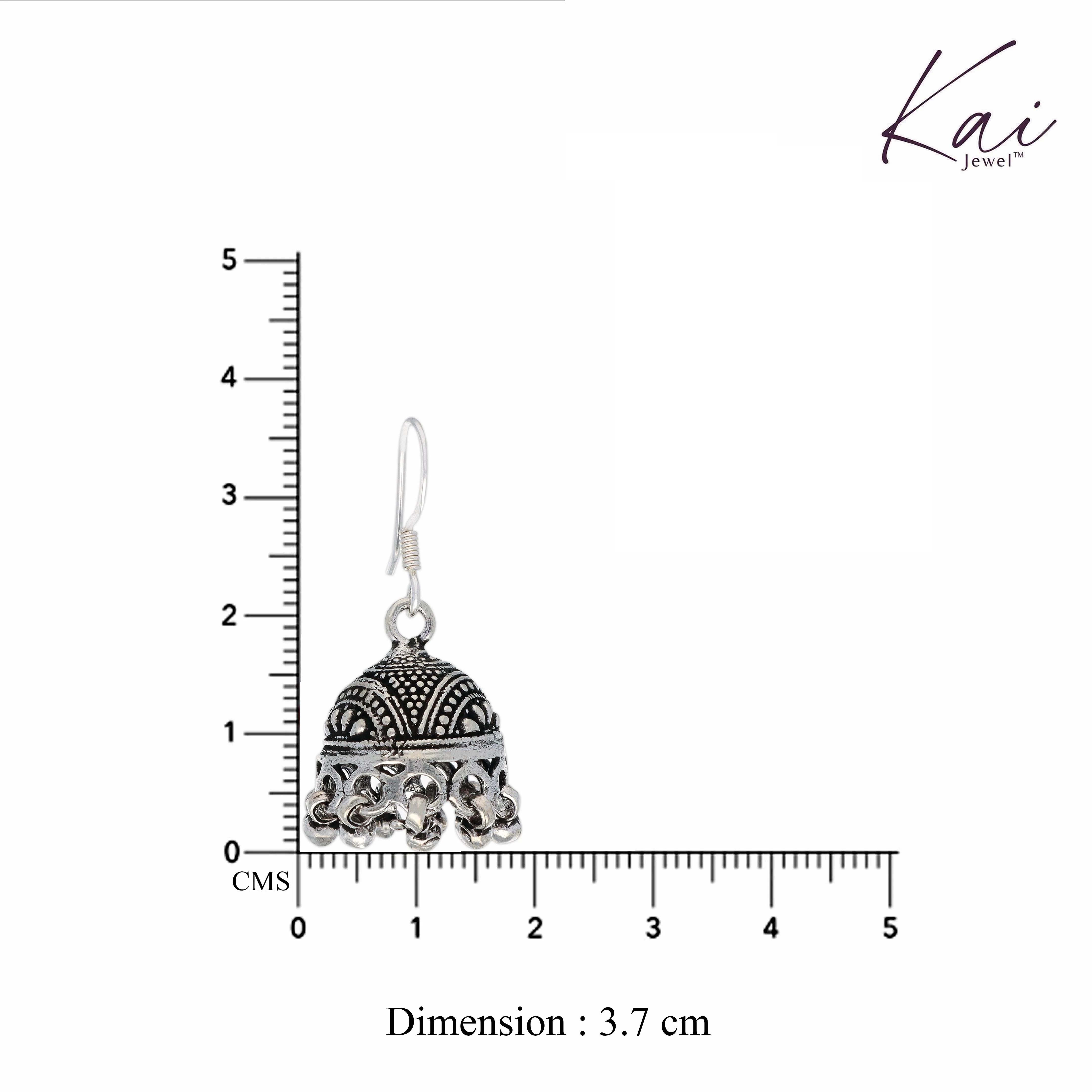 Aesthetic Dome Silver Jhumki Earrings - Image 4