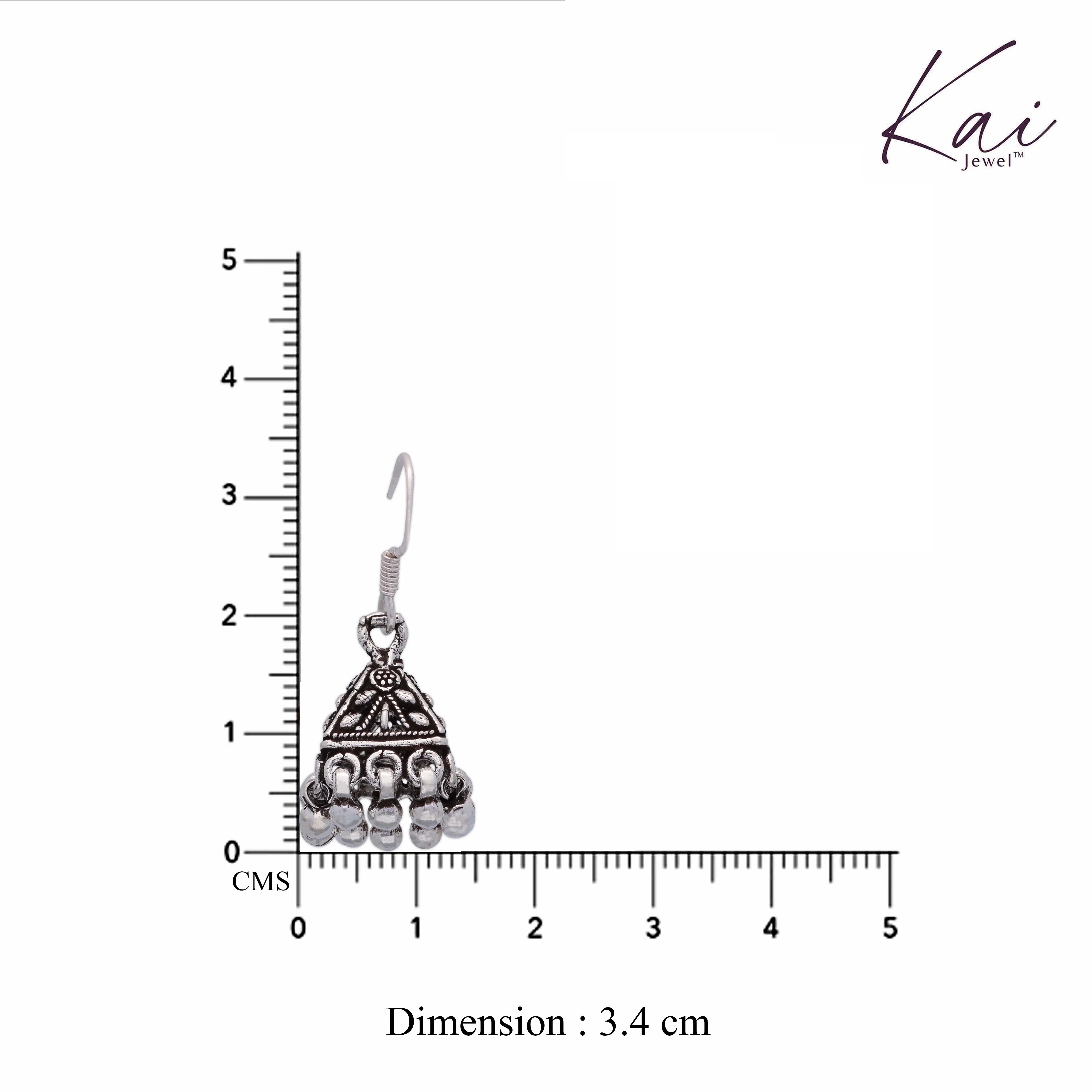 Trinity Dome Silver Jhumki Earrings - Image 4