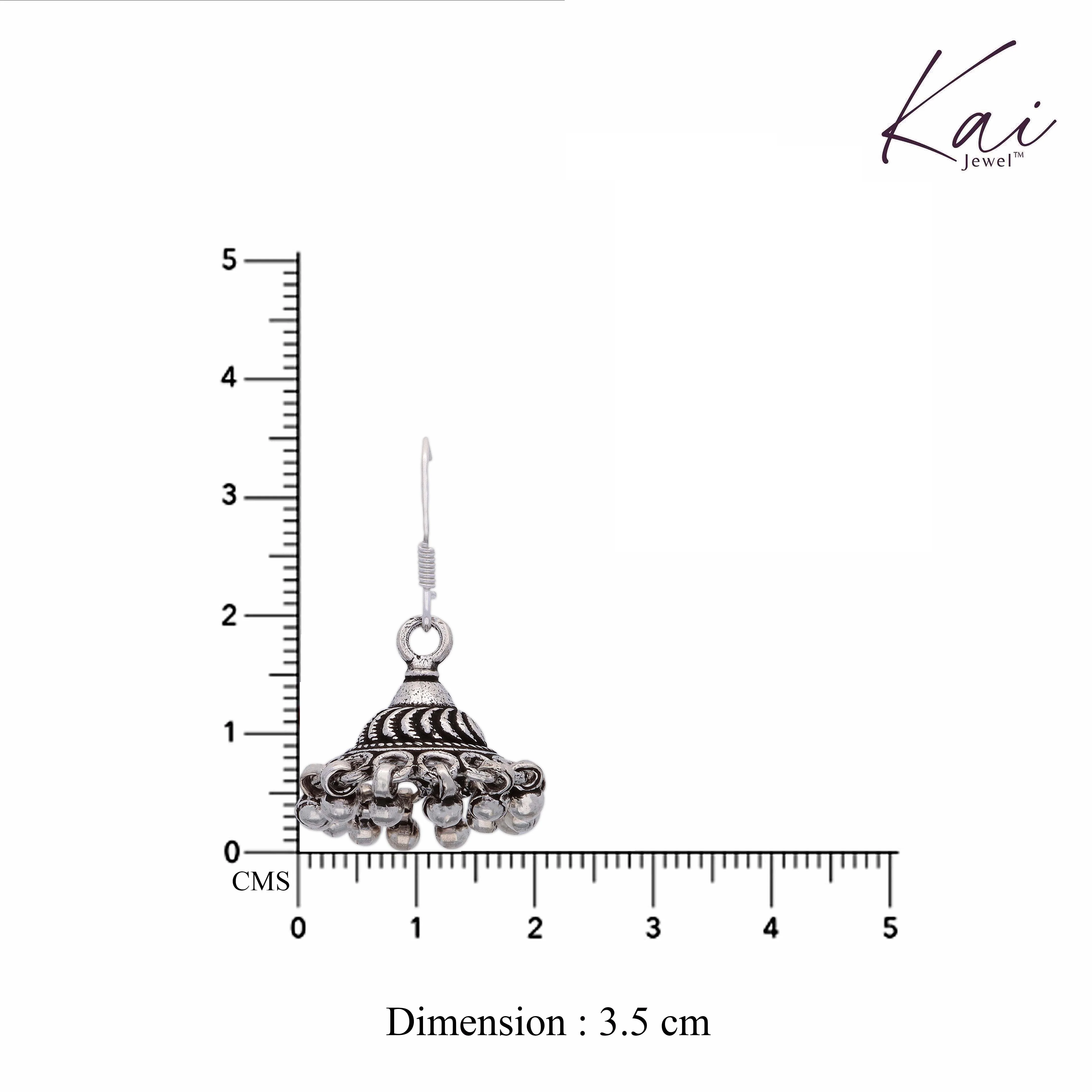 Swirling Dome Silver Jhumki Earrings - Image 4