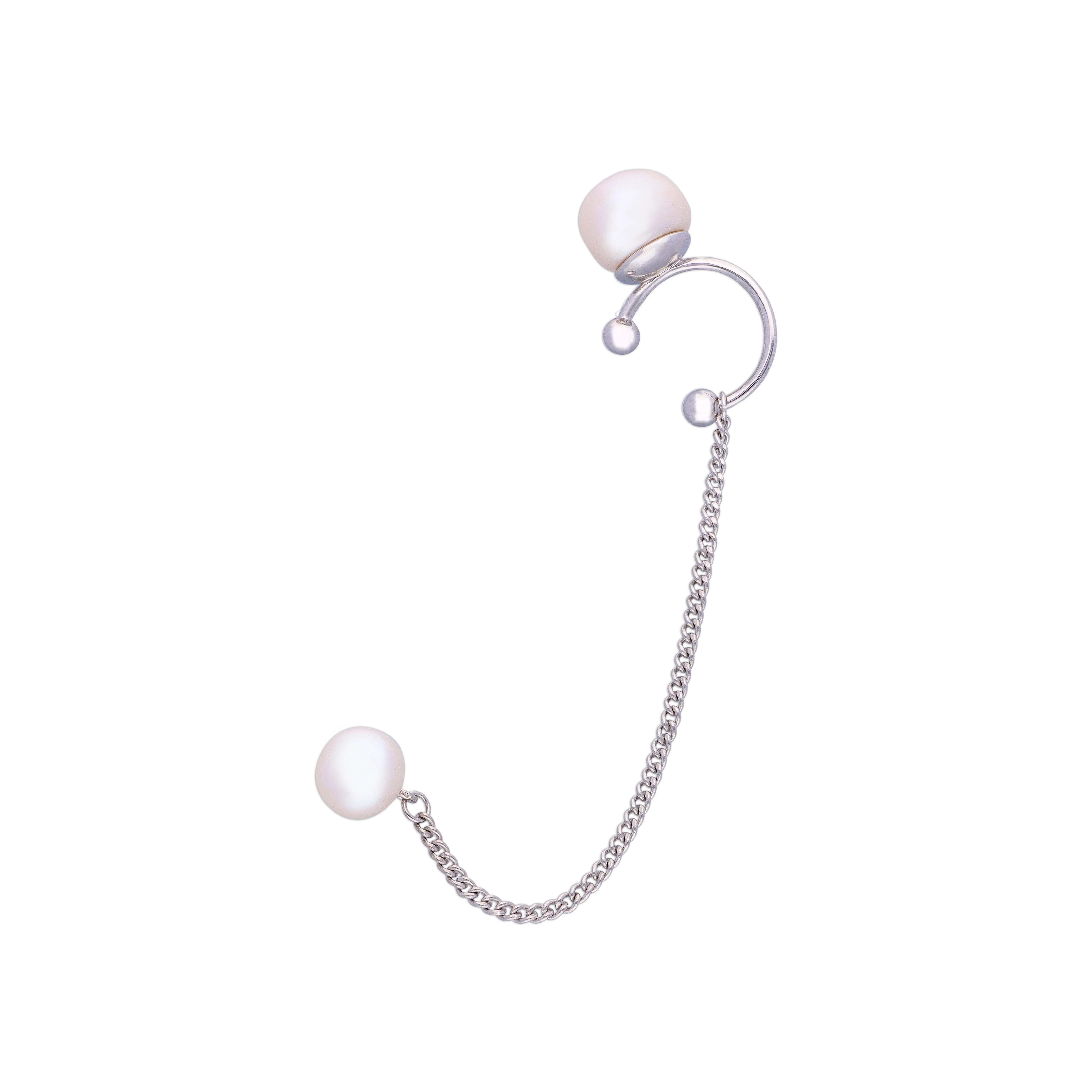 Bounded Beauty Pearl Silver Earrings - Image 3