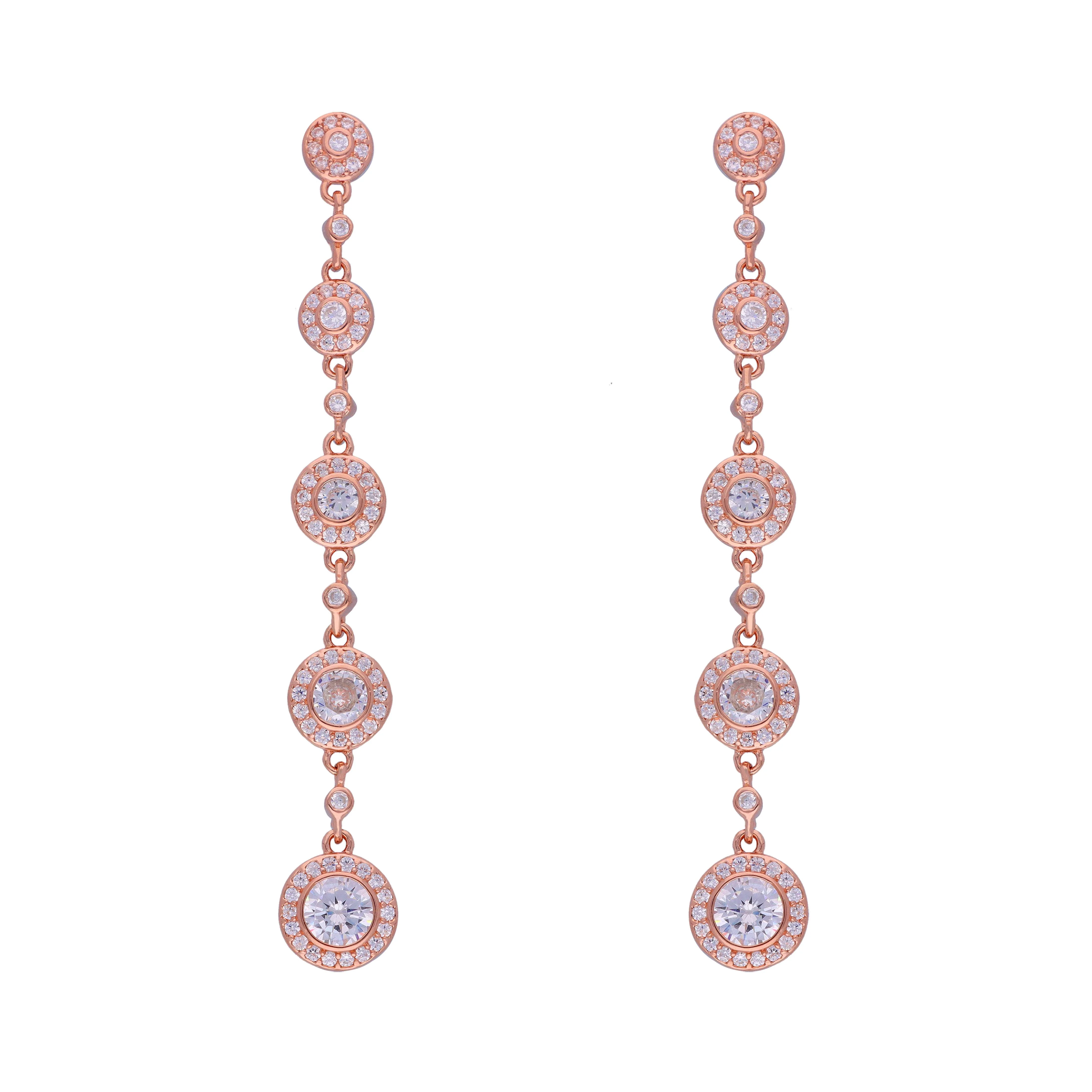 Charming Circles Rose Gold Dangler Earrings - Image 3