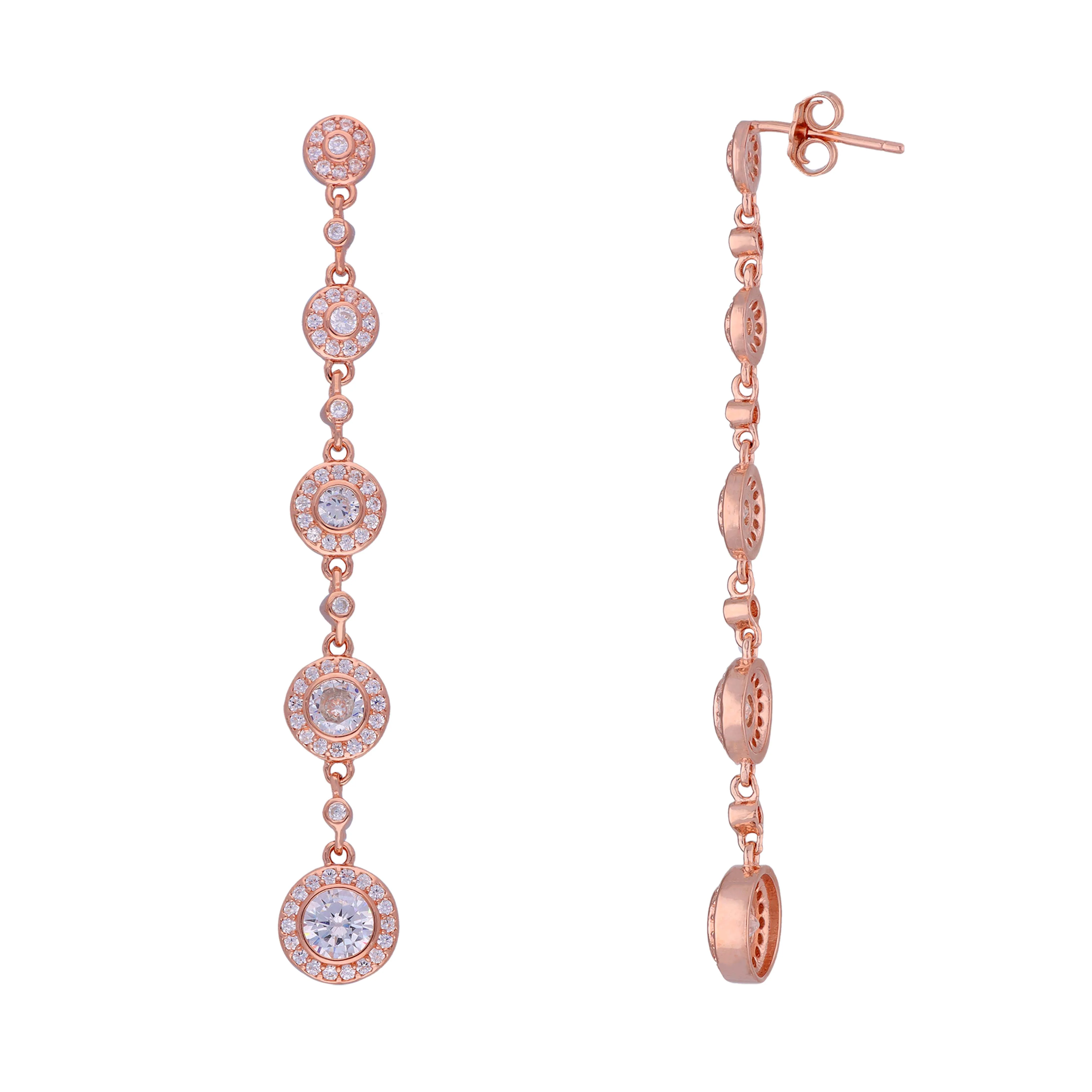 Charming Circles Rose Gold Dangler Earrings - Image 4